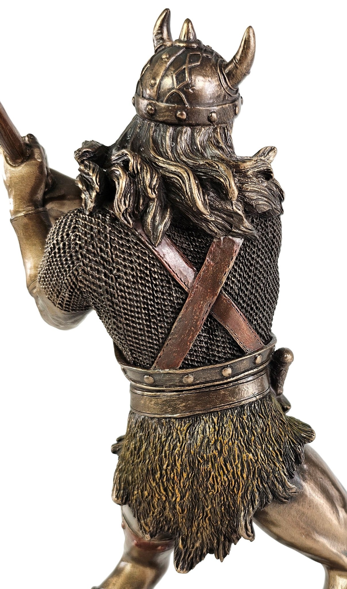 11" Viking Norse Warrior Swinging Battle Axe Bronze Finish Statue