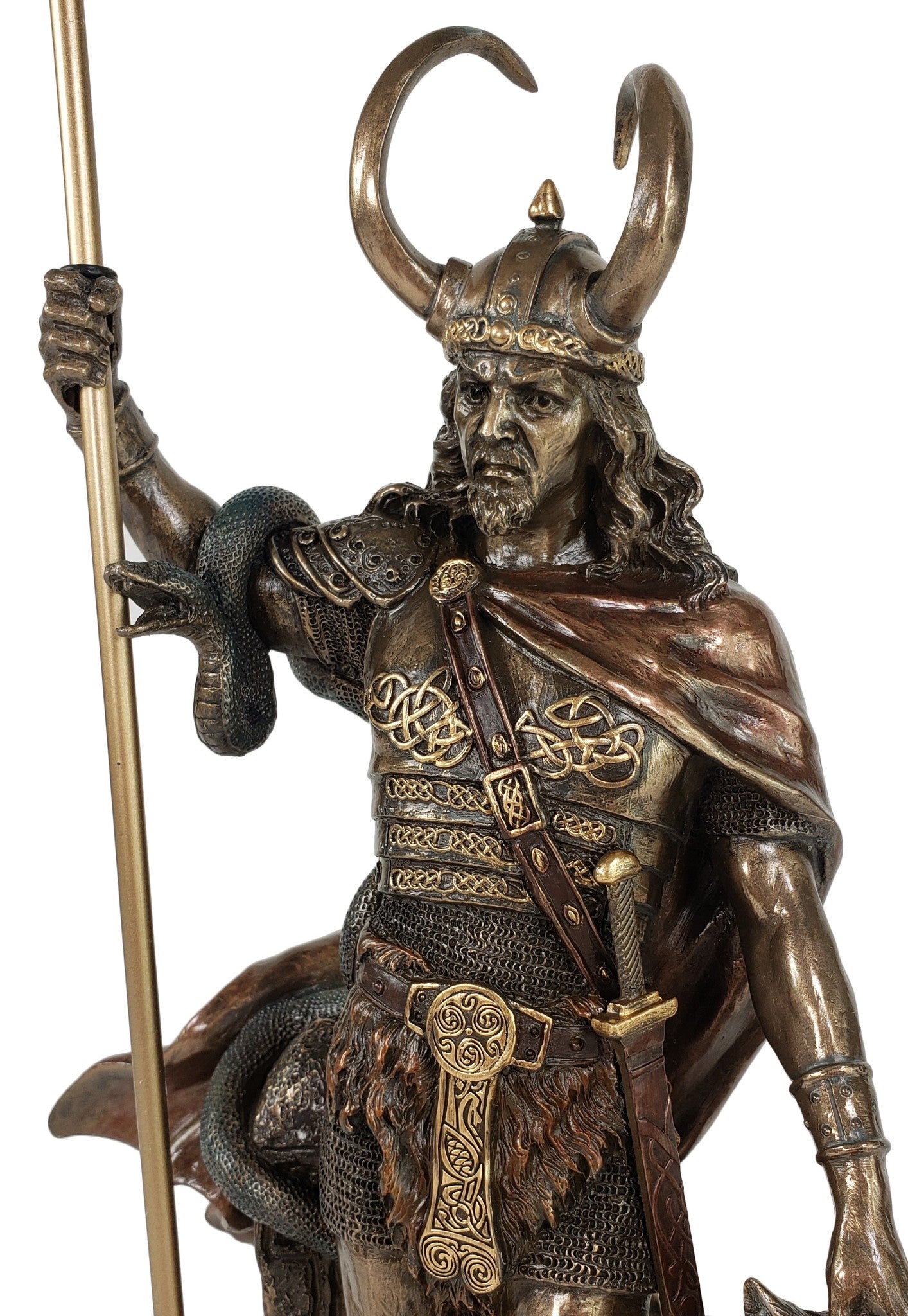 14 inch Loki VIKING NORSE MYTHOLOGY God of Mischief Statue Antique Bronze Color