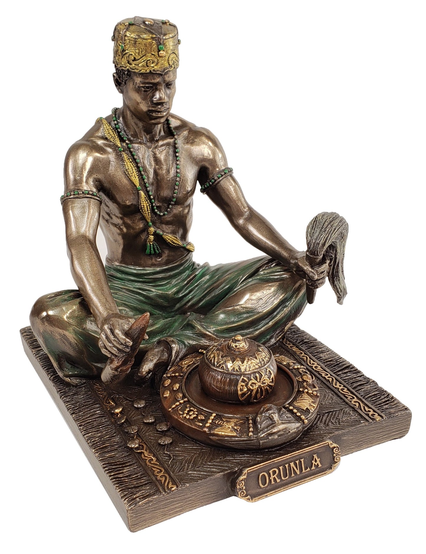 ORISHA ORUNLA Santeria God Destiny Divination African Statue Bronze Finish Orula