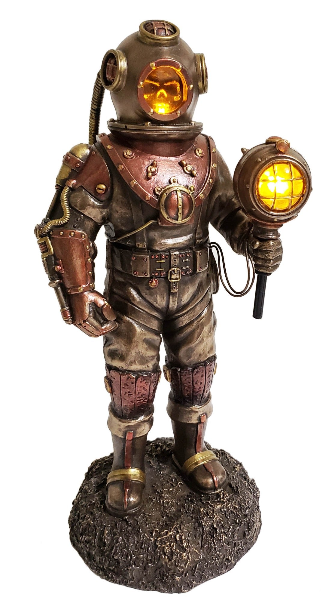 Steampunk Skeleton Diver in Diving Bell Helmet Suit Statue LED Table Night Light