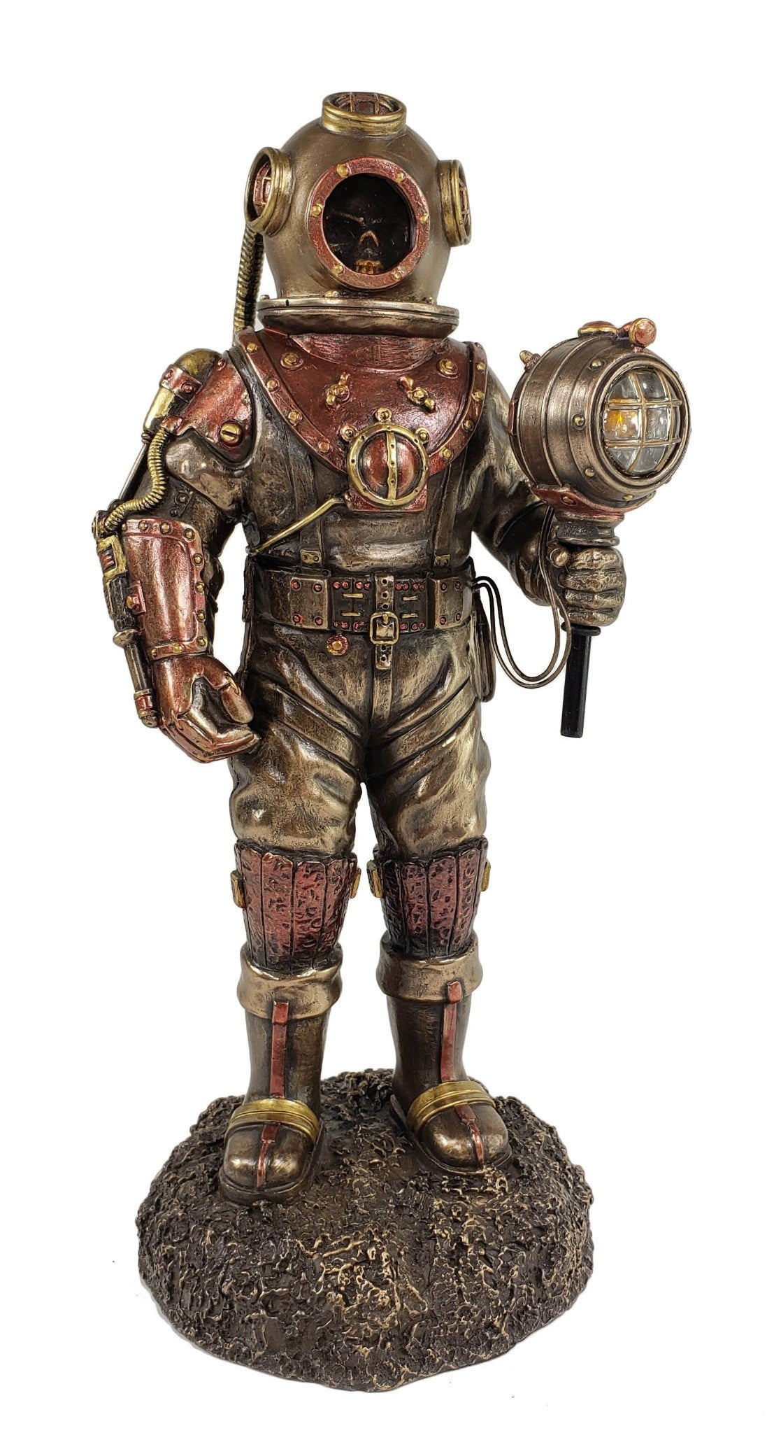 Steampunk Skeleton Diver in Diving Bell Helmet Suit Statue LED Table Night Light