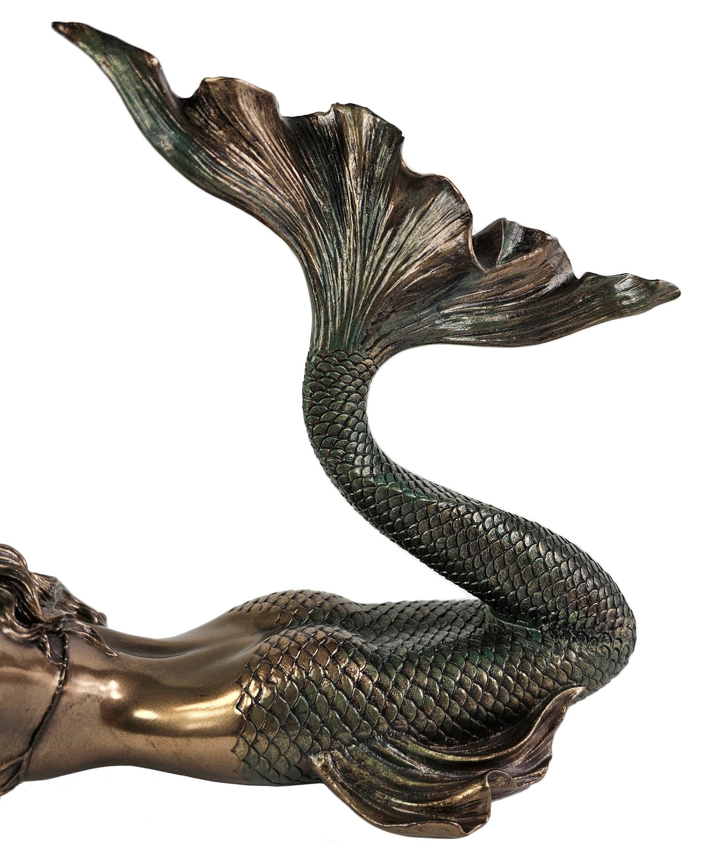 11" Veronese Design Mermaid Lying Nautical Fantasy Statue Bronze Color