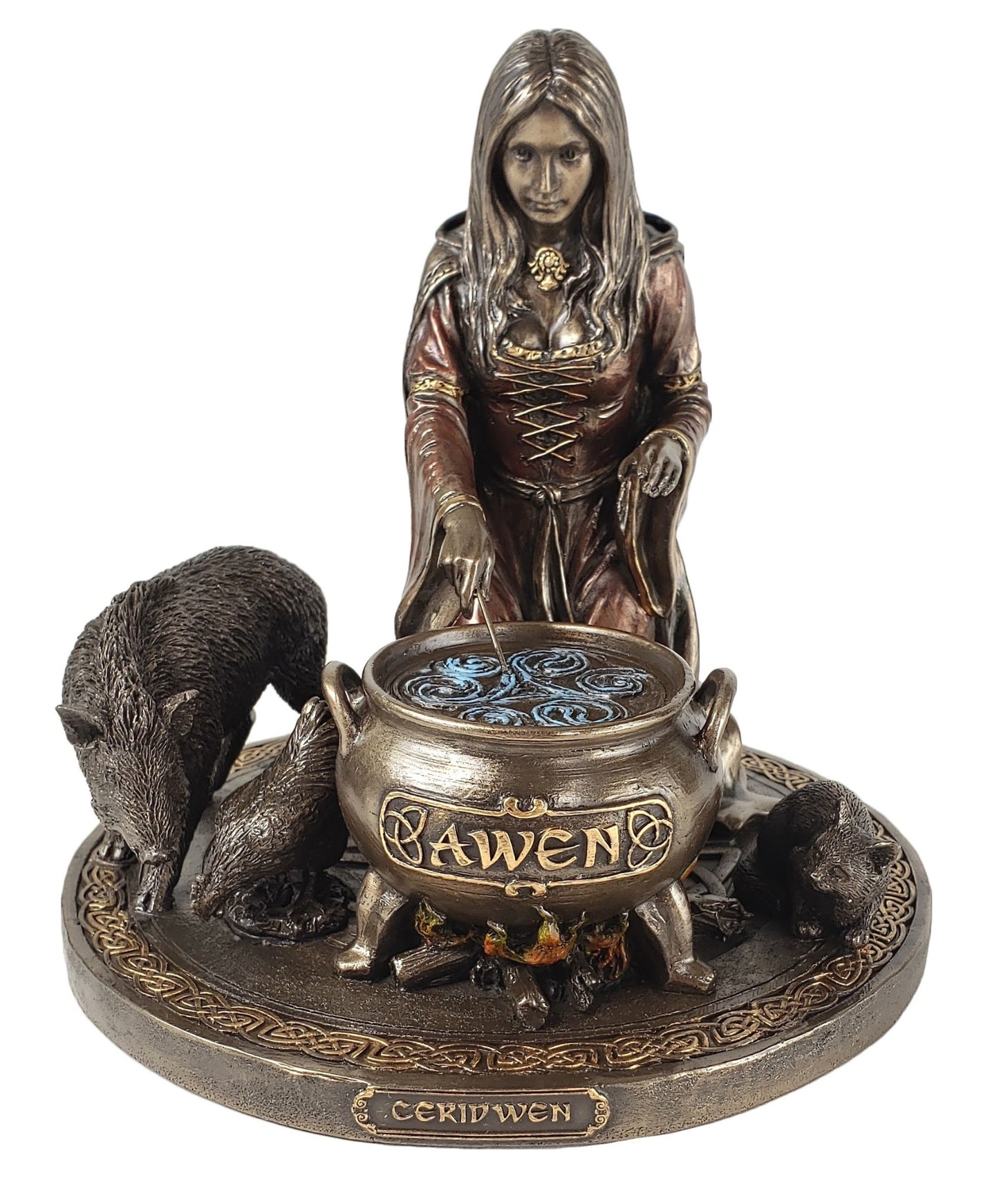 Veronese Celtic Sorceress Ceridwen Witch Goddess of Creation Statue Bronze Finis
