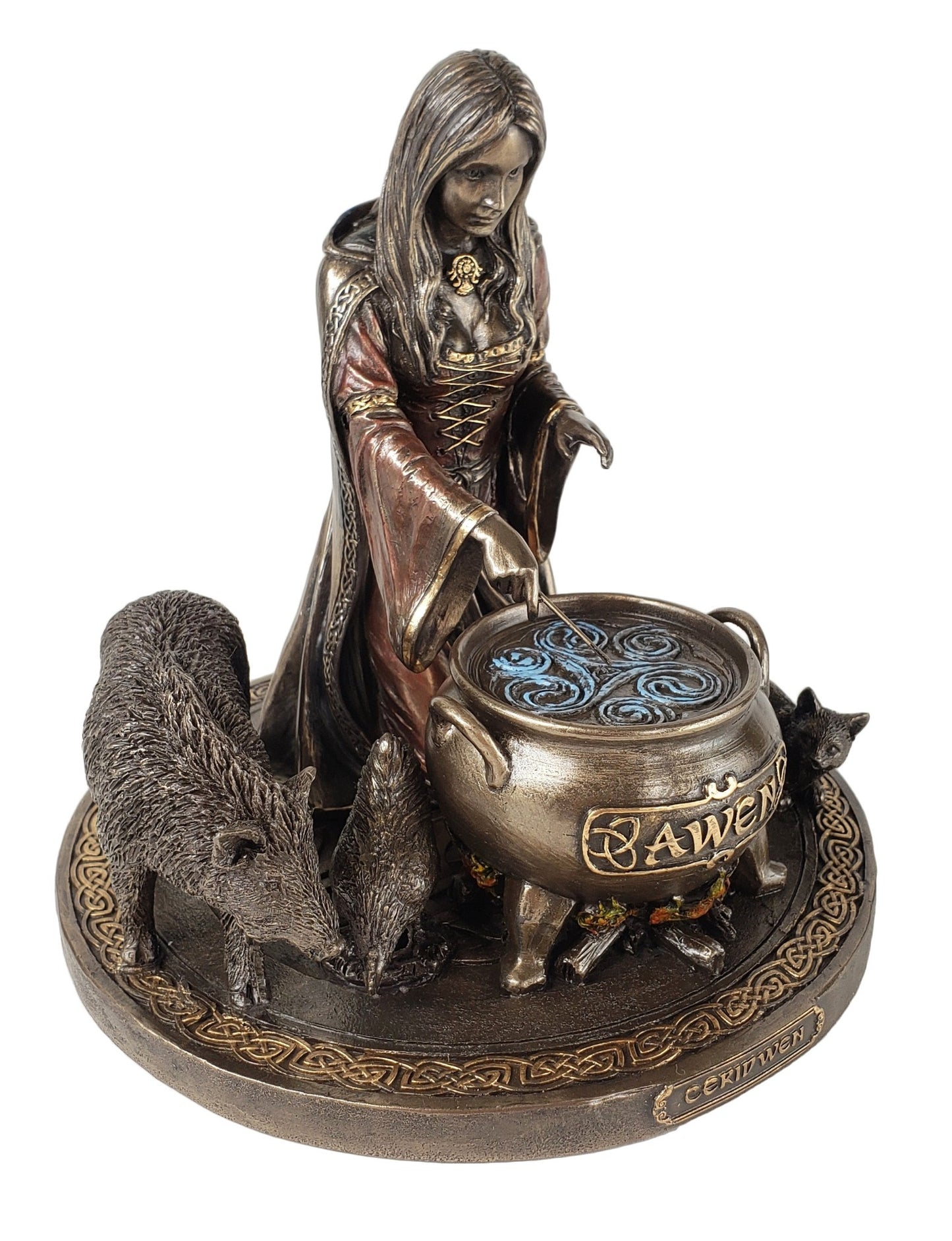 Veronese Celtic Sorceress Ceridwen Witch Goddess of Creation Statue Bronze Finis