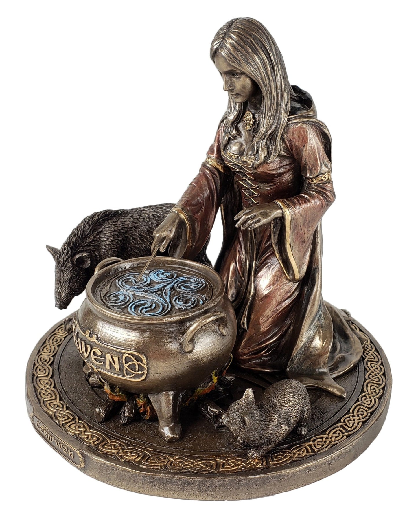Veronese Celtic Sorceress Ceridwen Witch Goddess of Creation Statue Bronze Finis