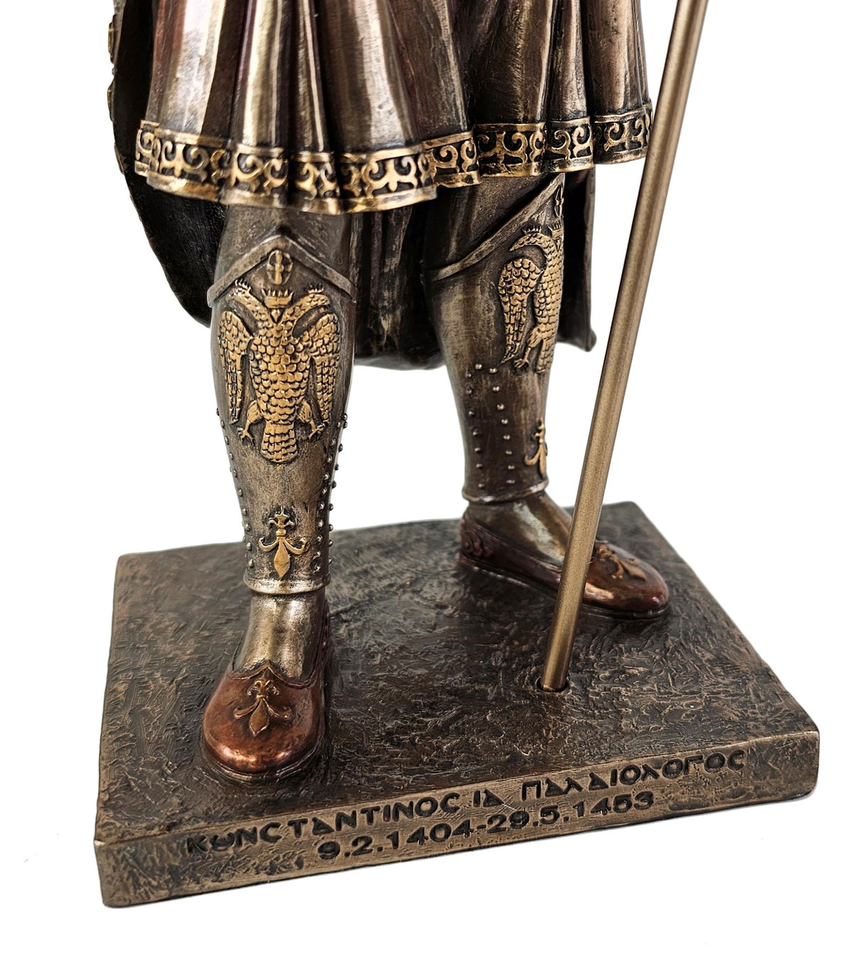 12 3/4 inc Roman Emperor Constantine the Great Holding Flag Statue Bronze Finish
