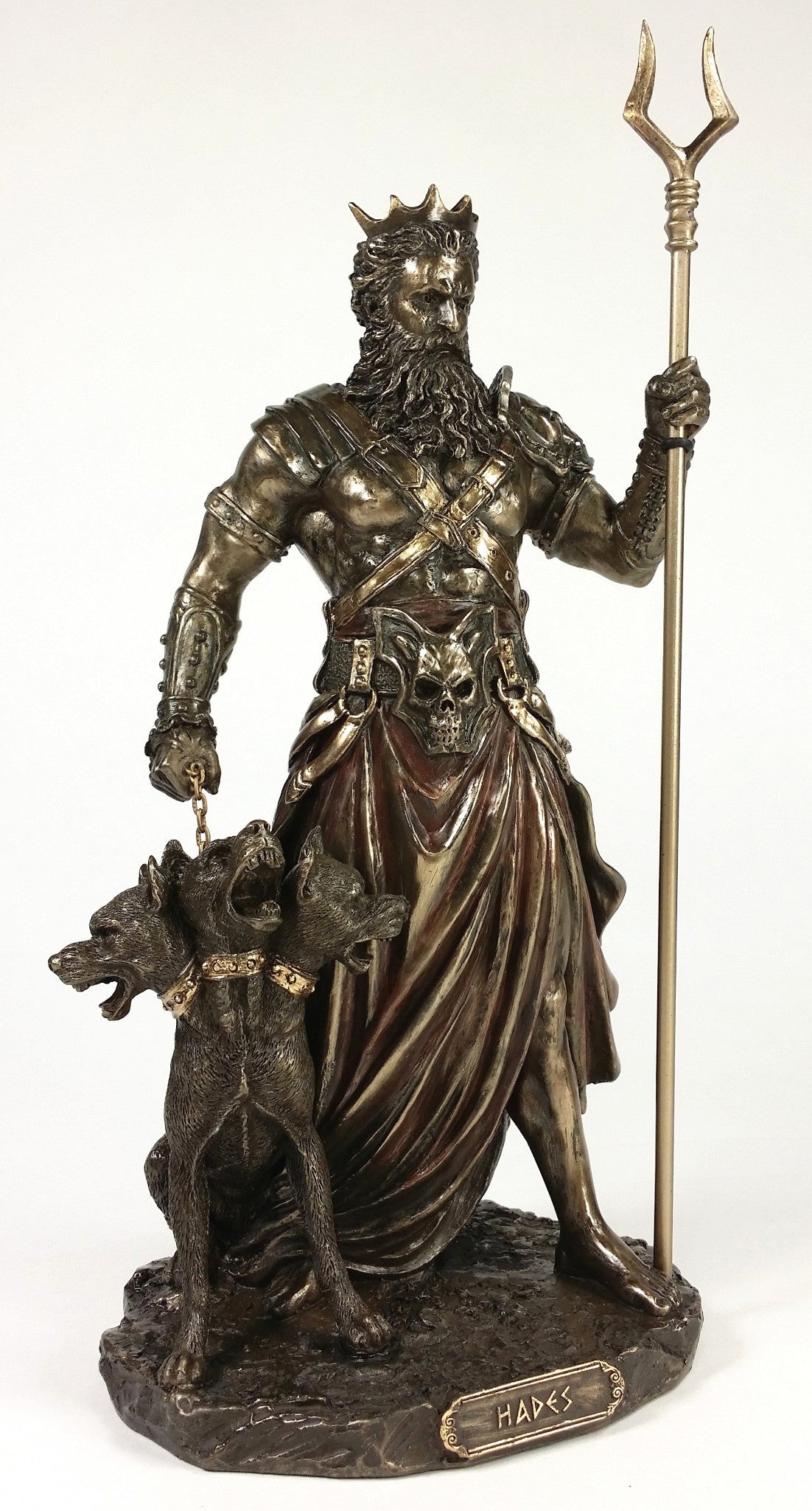 HADES Standing With CERBERUS Greek Mythology Underworld God Statue Bronze Finish