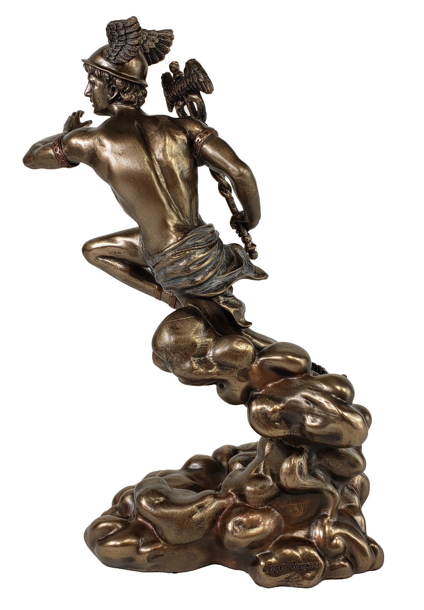 8" Hermes Greek Mythology Messenger Gods Running W/ Caduceus Bronze Color Statue
