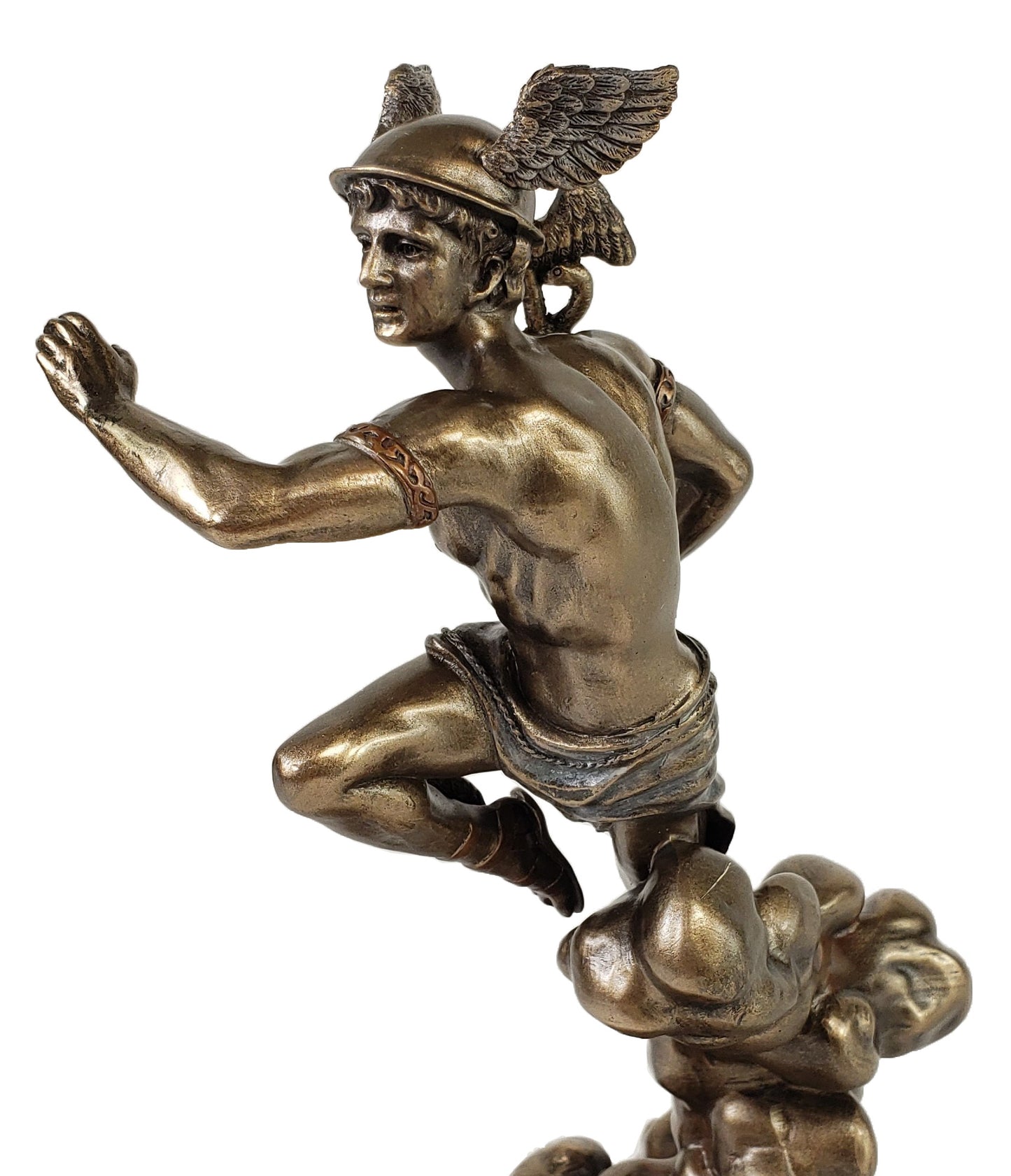 8" Hermes Greek Mythology Messenger Gods Running W/ Caduceus Bronze Color Statue