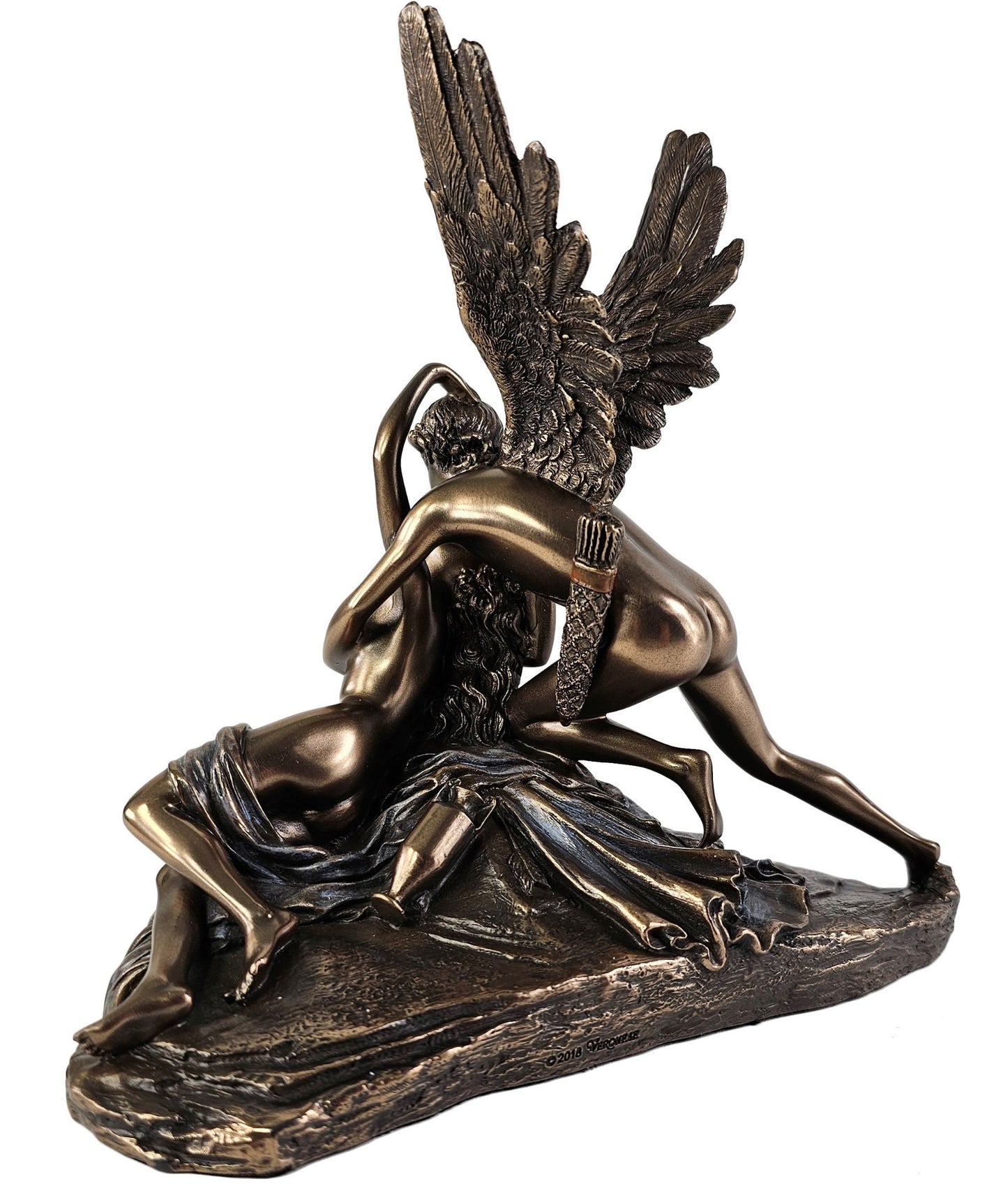 7 1/2" God of Desire Cupid and Psyche Nude Mythology Statue Bronze Color