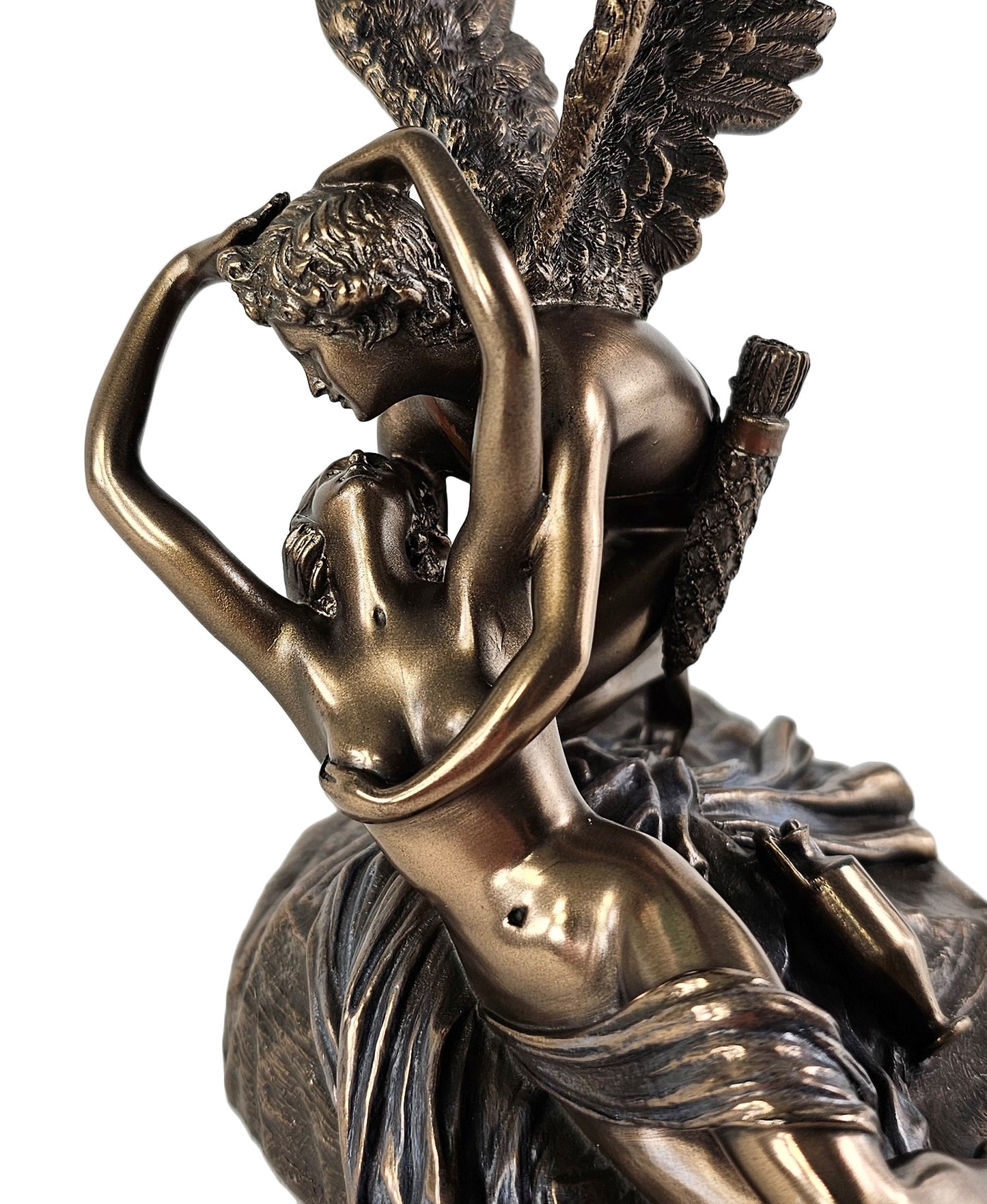 7 1/2" God of Desire Cupid and Psyche Nude Mythology Statue Bronze Color