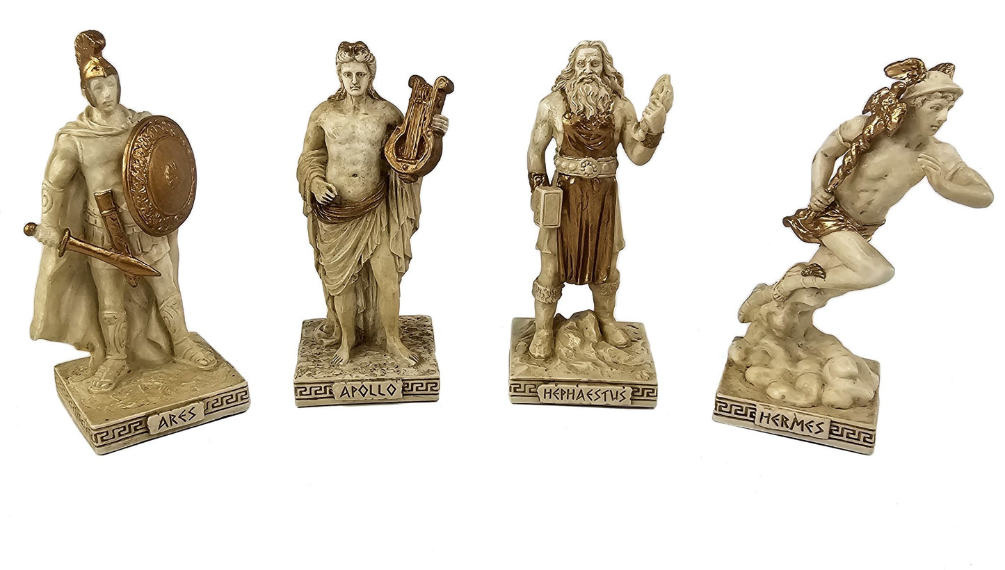 12 Pc 3.5" Greek Olympian Gods Mythology Figurine Statue Set Antique White Color