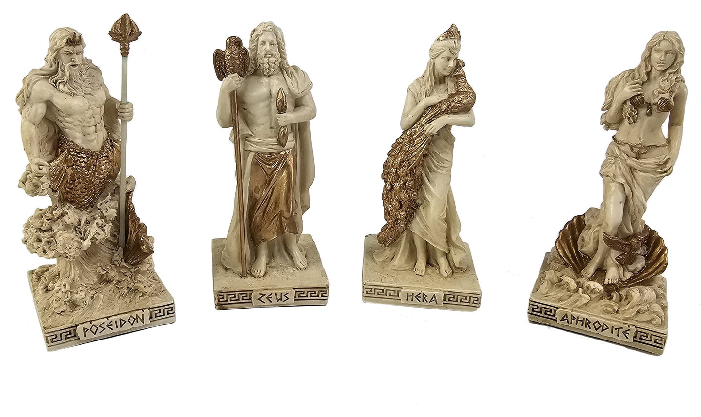 12 Pc 3.5" Greek Olympian Gods Mythology Figurine Statue Set Antique White Color