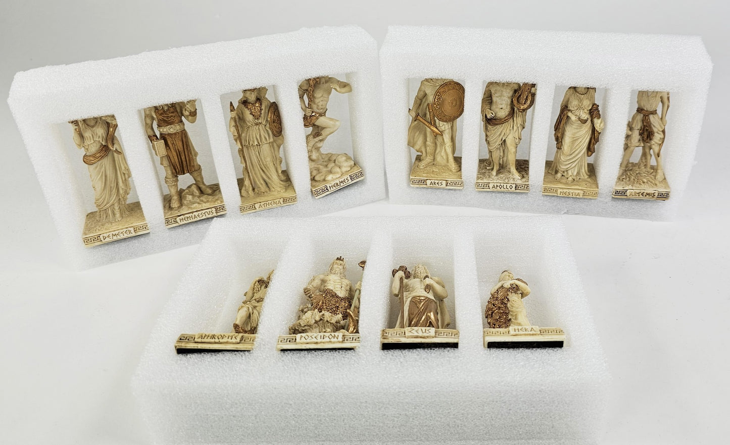 12 Pc 3.5" Greek Olympian Gods Mythology Figurine Statue Set Antique White Color