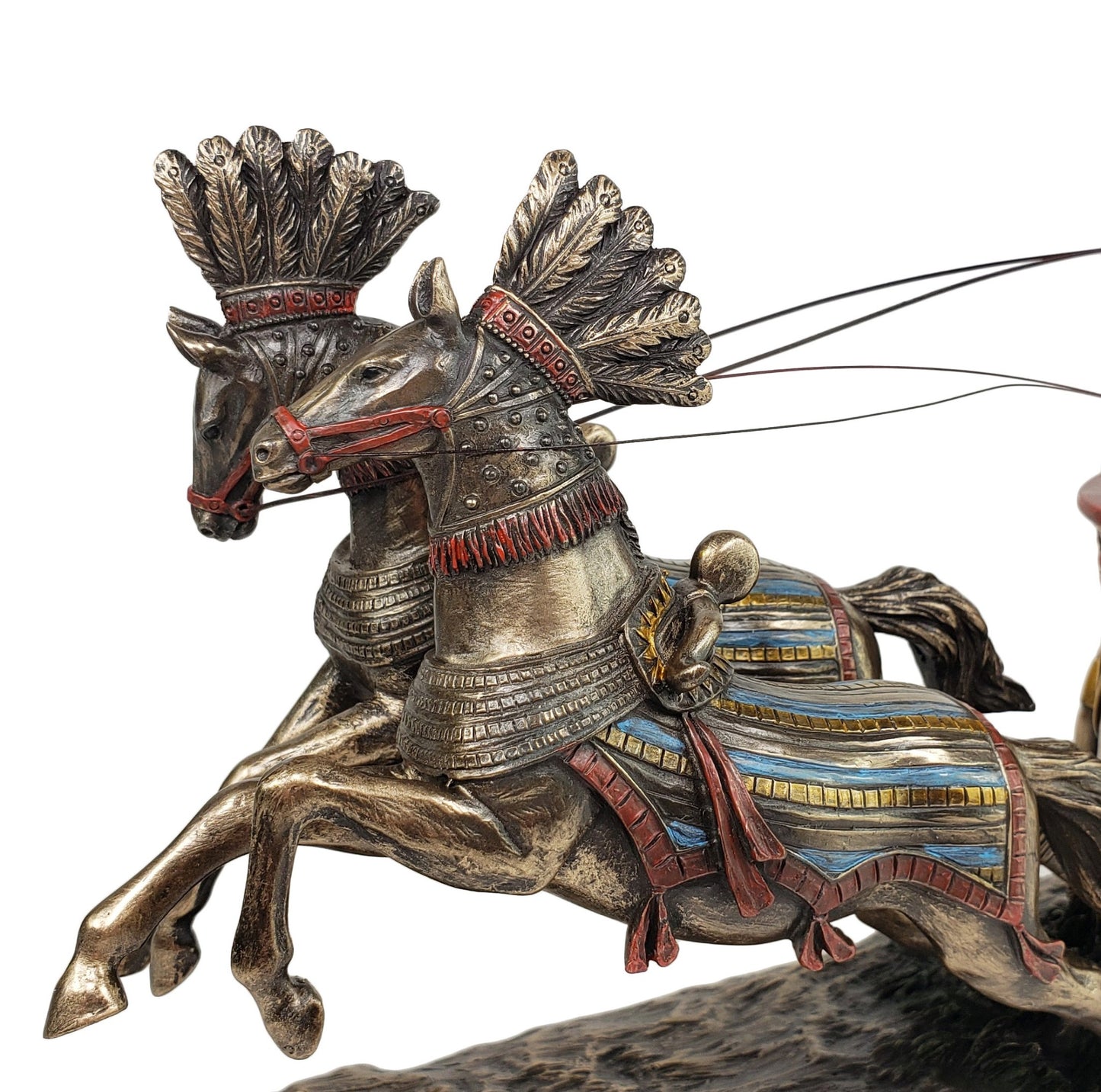 11 1/2" Egyptian Queen Nefertiti on CHARIOT Statue Bronze Finish