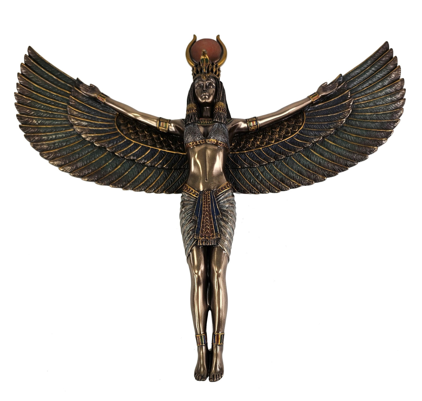 13 1/4" Inch Egyptian Goddess of Magic Isis Wall Plaque Statue Bronze Color