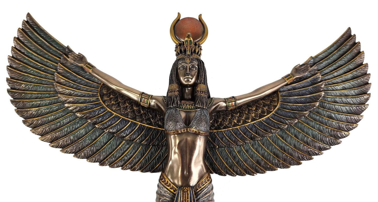 13 1/4" Inch Egyptian Goddess of Magic Isis Wall Plaque Statue Bronze Color