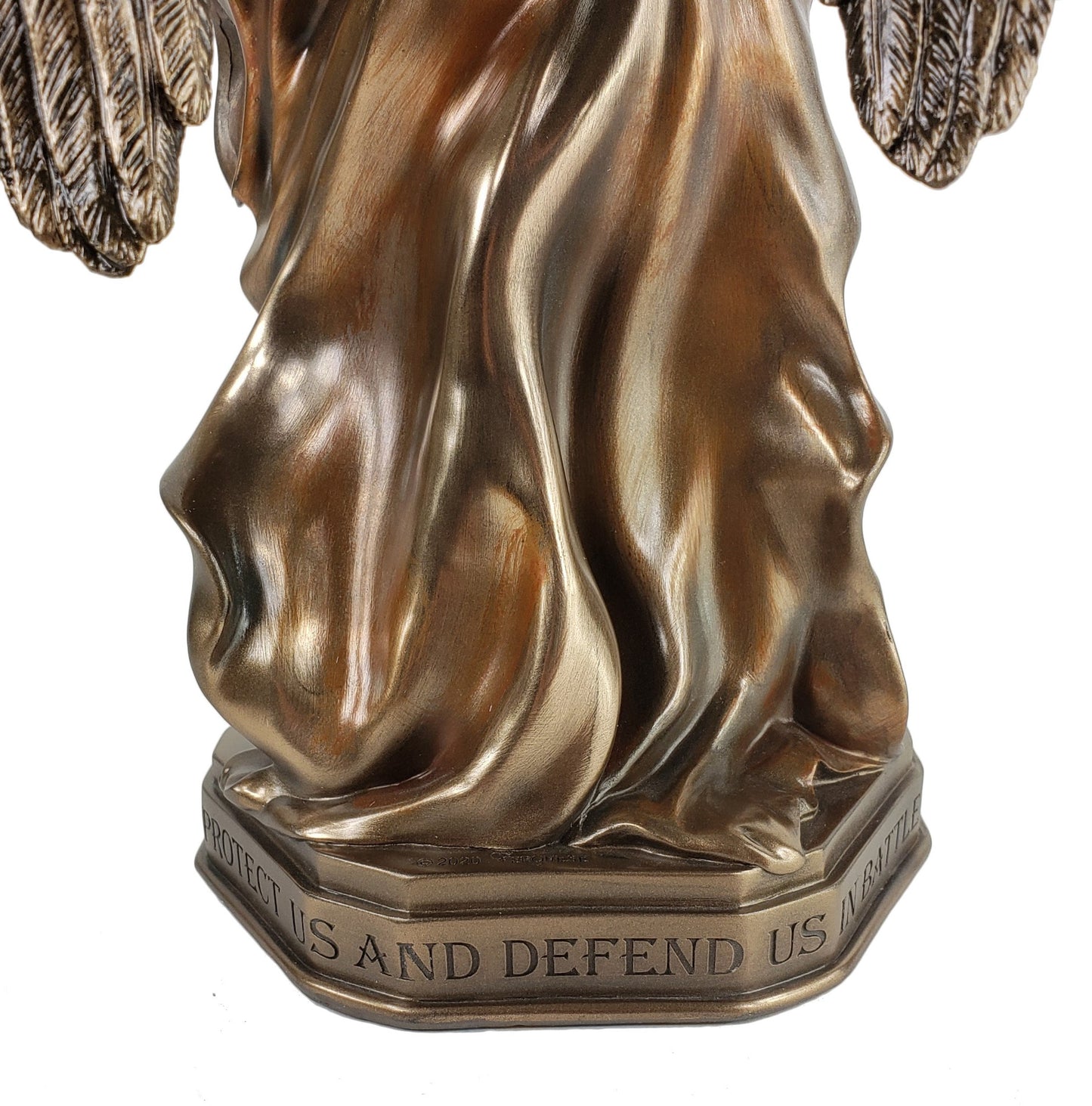 11" Saint Michael ARCHANGEL TRIPTYCH Statue W/ Sword Shield Bronze Finish Angel