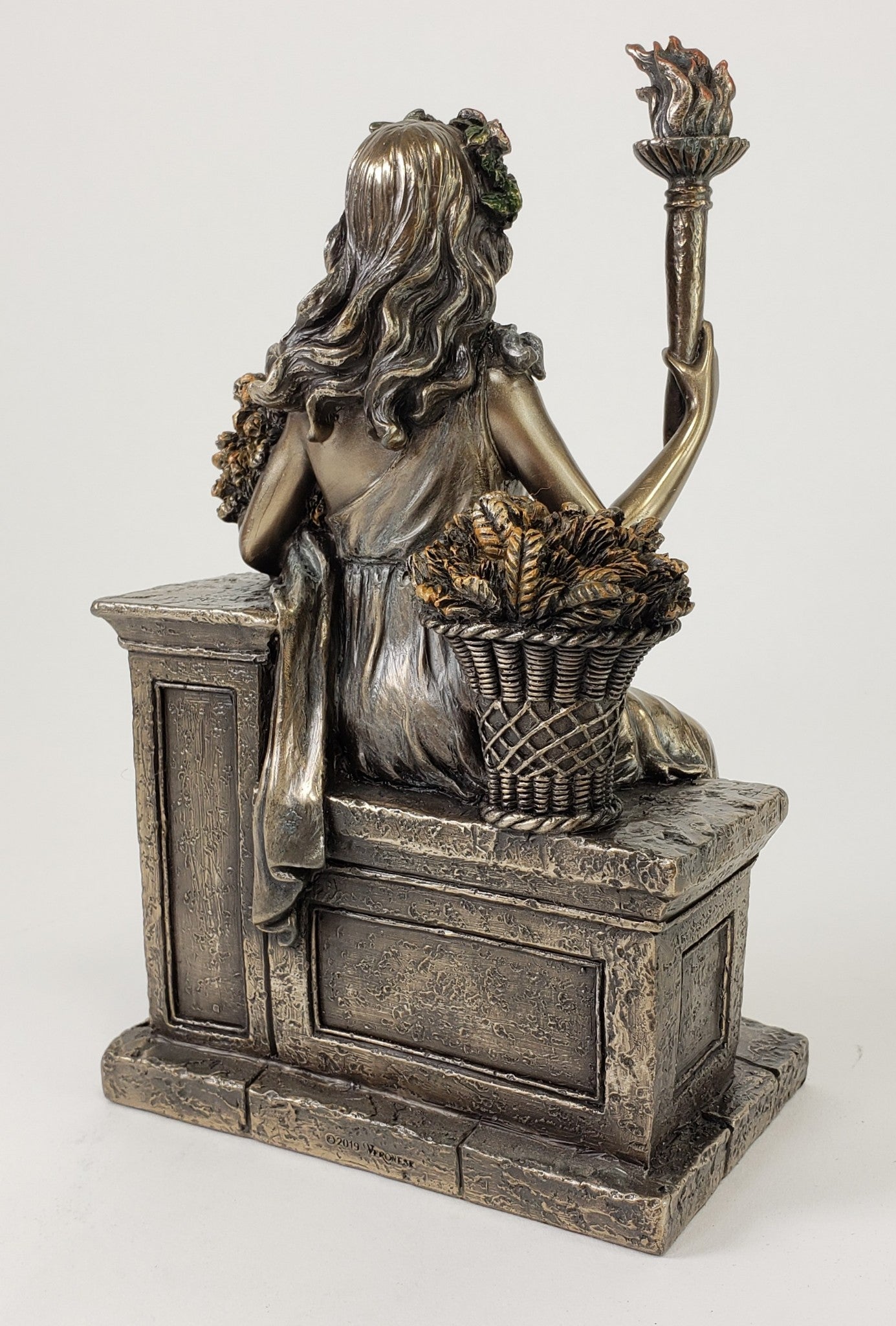 9 inch Veronese Demeter Greek Goddess of Harvest on Throne Statue Bronze Finish
