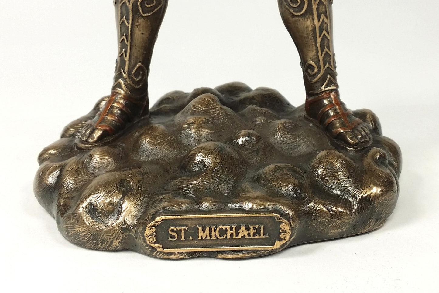 11" Saint Michael ARCHANGEL W Sword & Battle Shield Statue Bronze Finish Angel