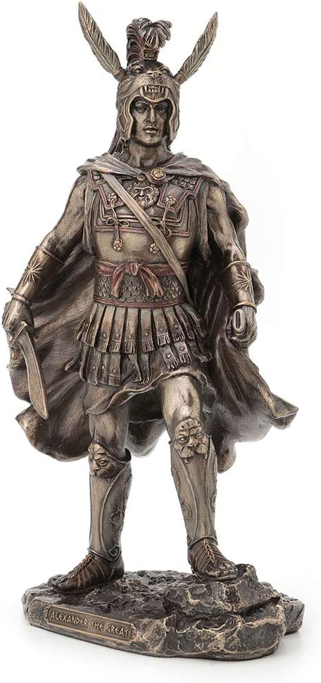 11.5" King Alexander The Great Standing W Sword Statue Bronze Finish Sculpture