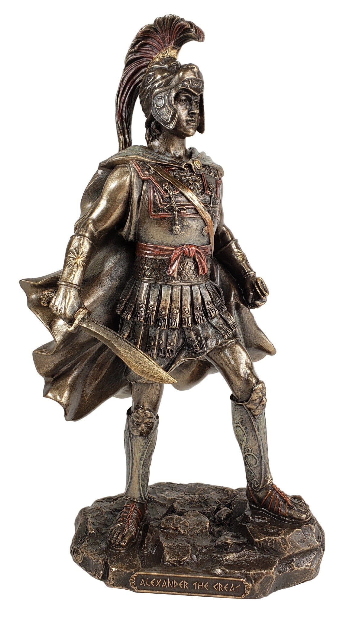 10" King Alexander The Great Standing W Sword Statue Bronze Finish