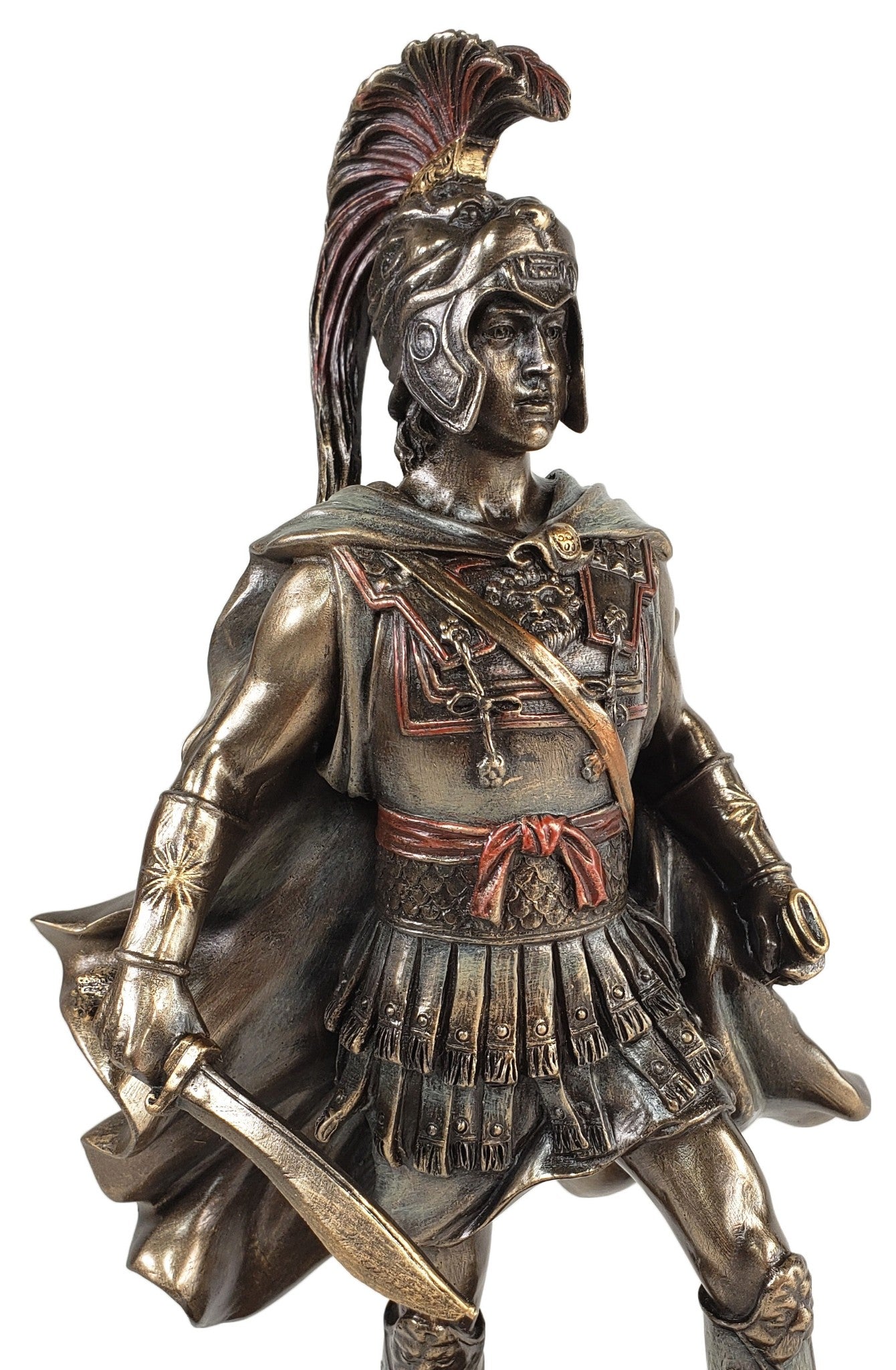 10" King Alexander The Great Standing W Sword Statue Bronze Finish