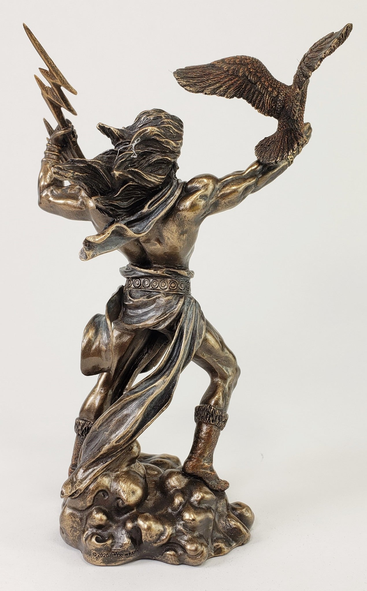 8 1/2" KING ZEUS GOD THUNDER Lightning Bolt GREEK MYTHOLOGY Statue Bronze Color