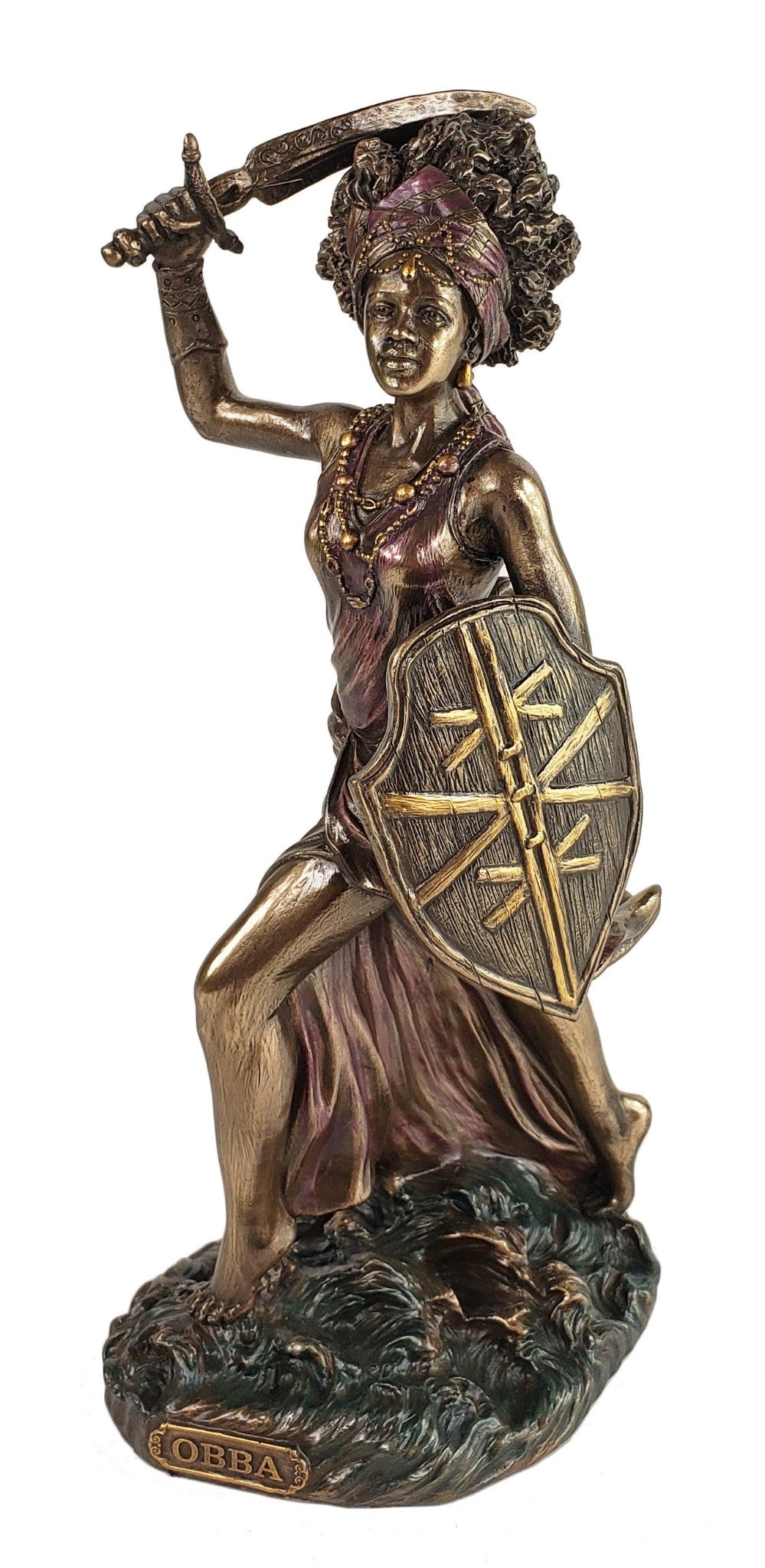 8 1/2" ORISHA Obba W Sword Santeria Yoruba River God African Statue Bronze Color
