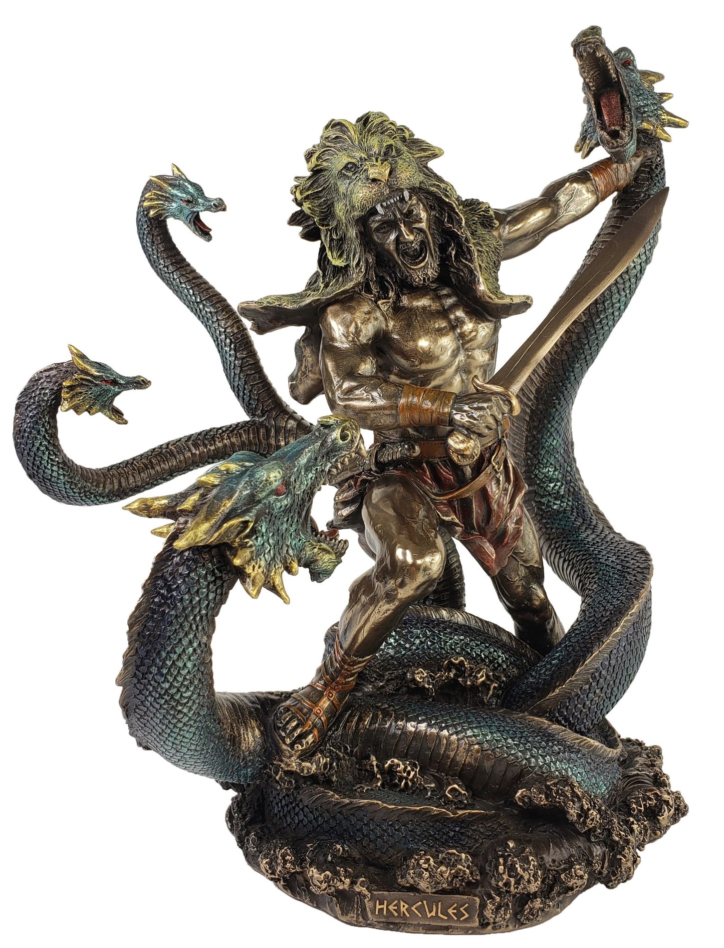 12" Hercules Battling Slaying Hydra Snake Greek Mythology Bronze Finish Statue