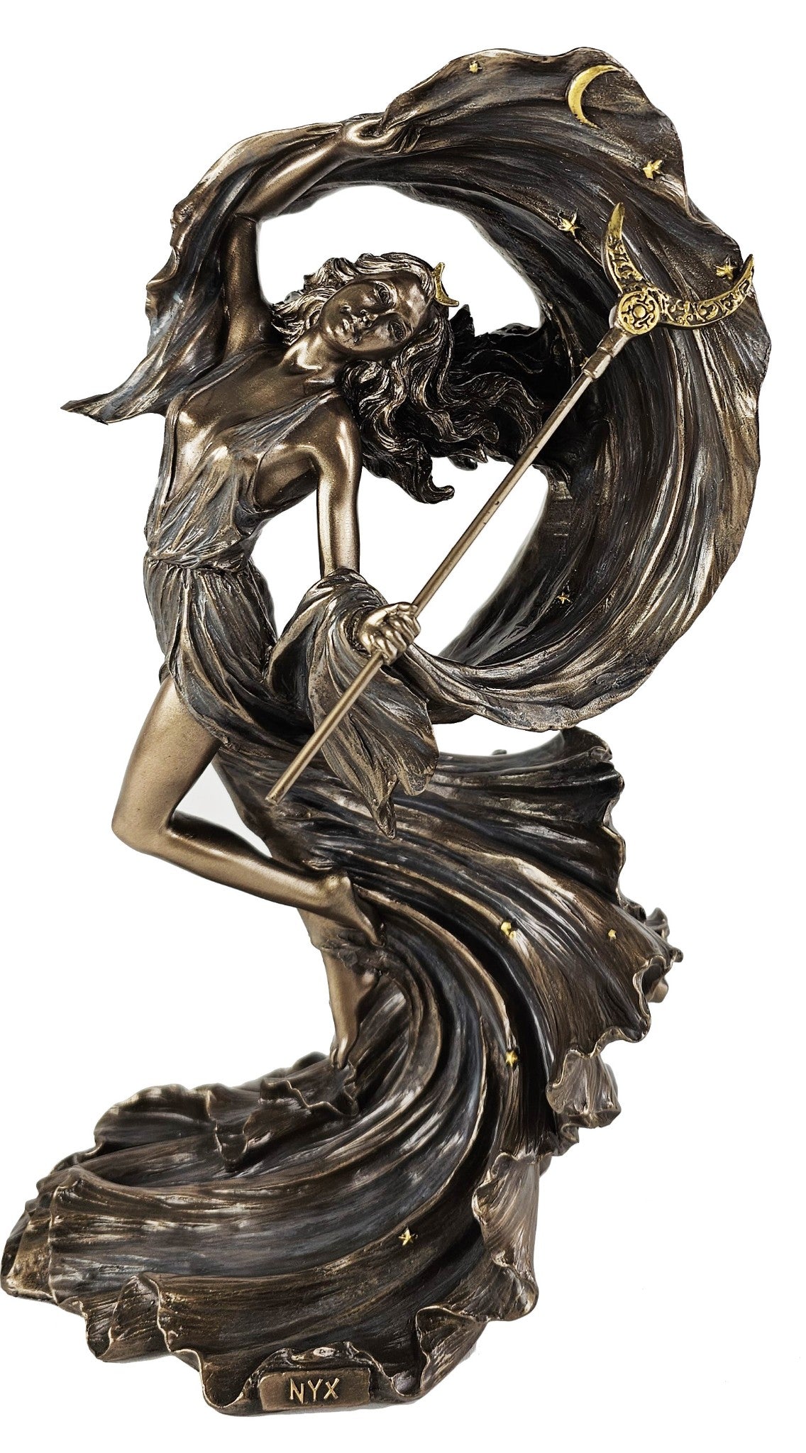 10 3/4" Greek Mythology Primordial Goddess of Night Statue Bronze Color