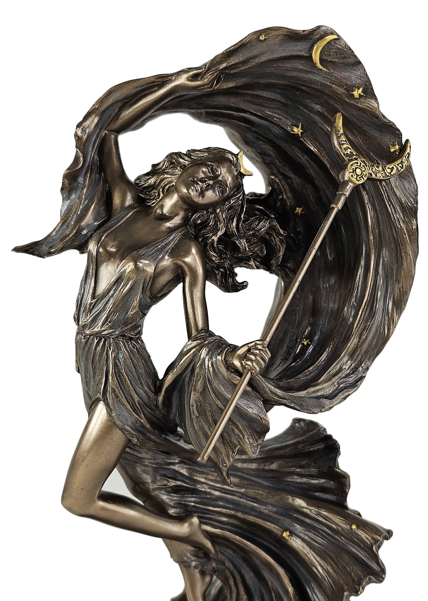 10 3/4" Greek Mythology Primordial Goddess of Night Statue Bronze Color