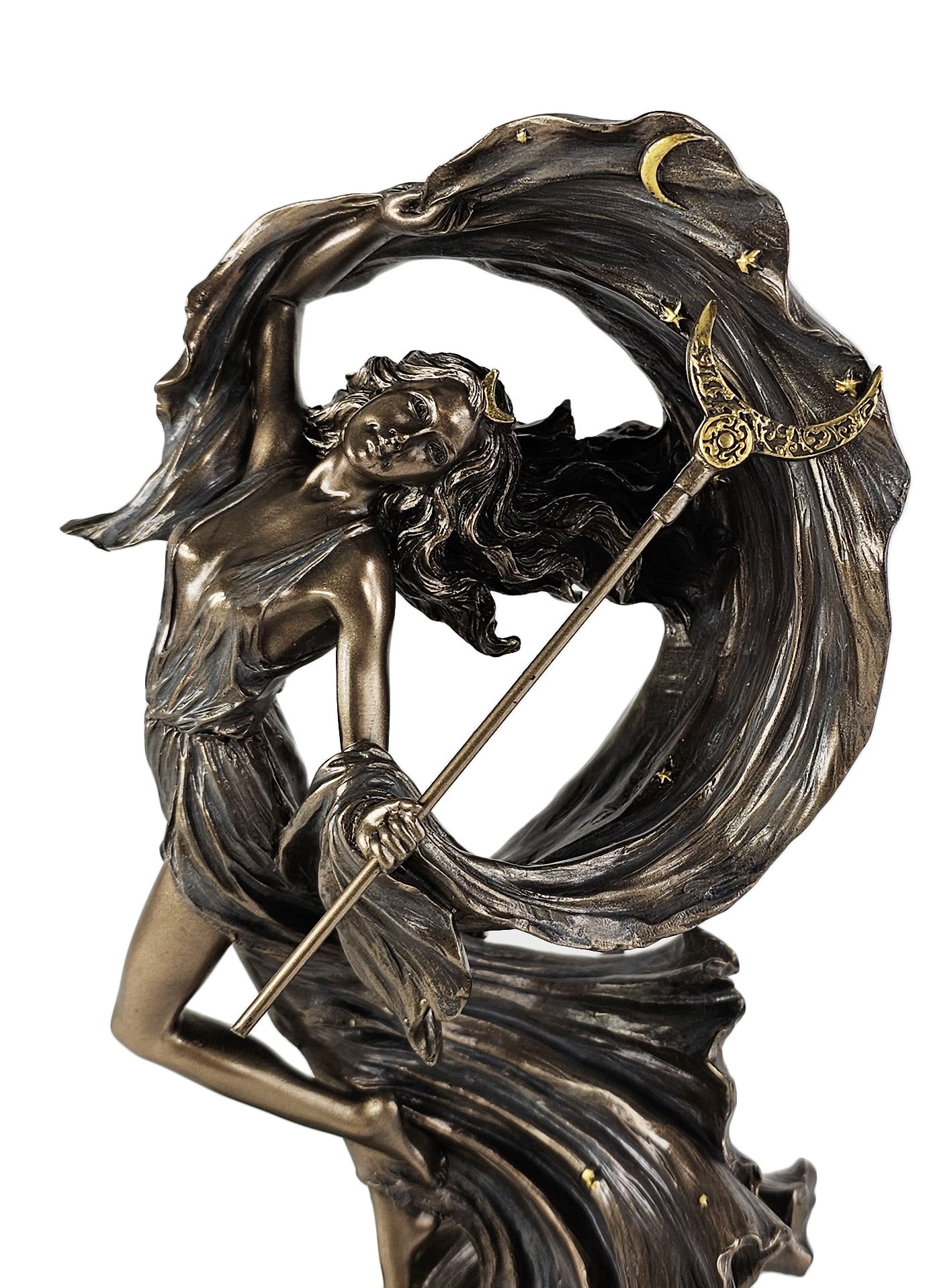 10 3/4" Greek Mythology Primordial Goddess of Night Statue Bronze Color