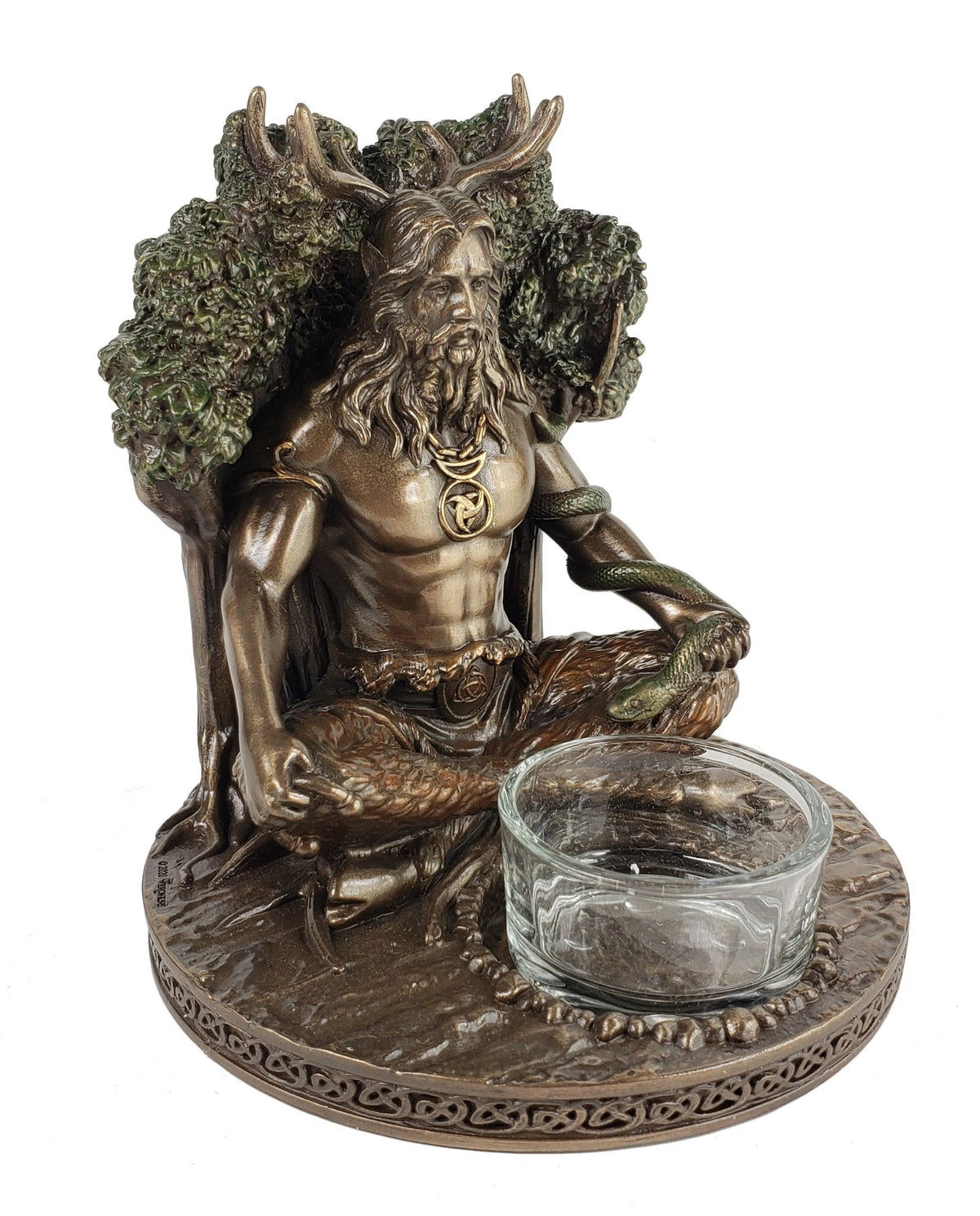 5" Cernunnos Celtic Antlered Horned God Votive Candle Holder Statue Bronze Finis