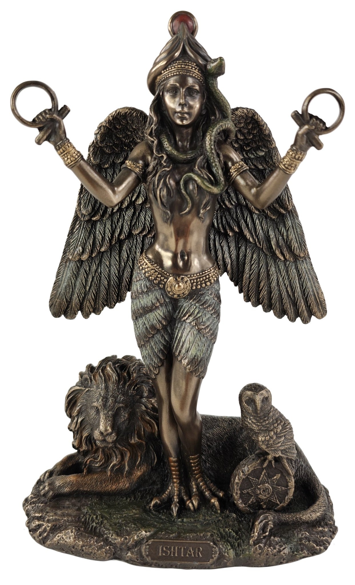 8 3/4" Ishtar Mesopotamian Queen of Heaven Goddess of Love and War Bronze Color
