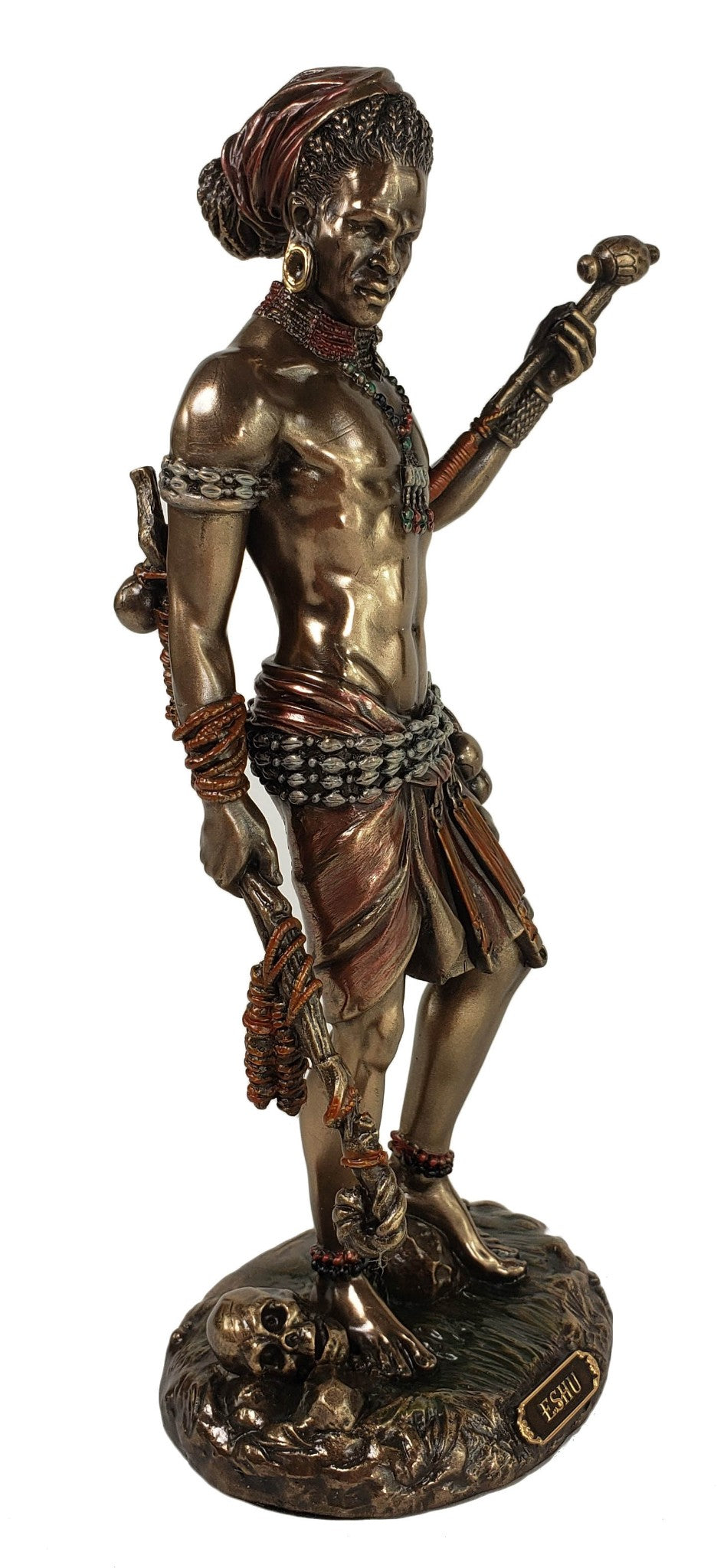 8 1/2" ORISHA Eshu Santeria Yoruba Trickster God African Statue Bronze Color