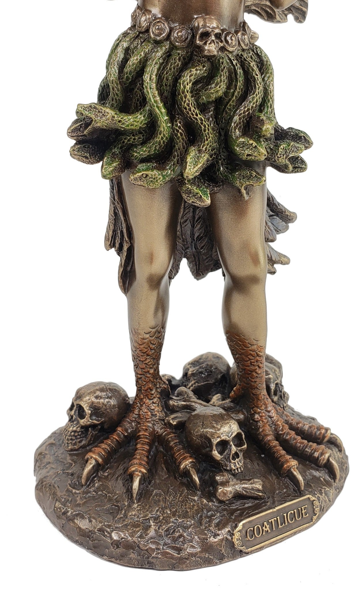 9 1/2" Coatlicue Aztec Earth Goddess with Serpent Skirt Statue Bronze Finish