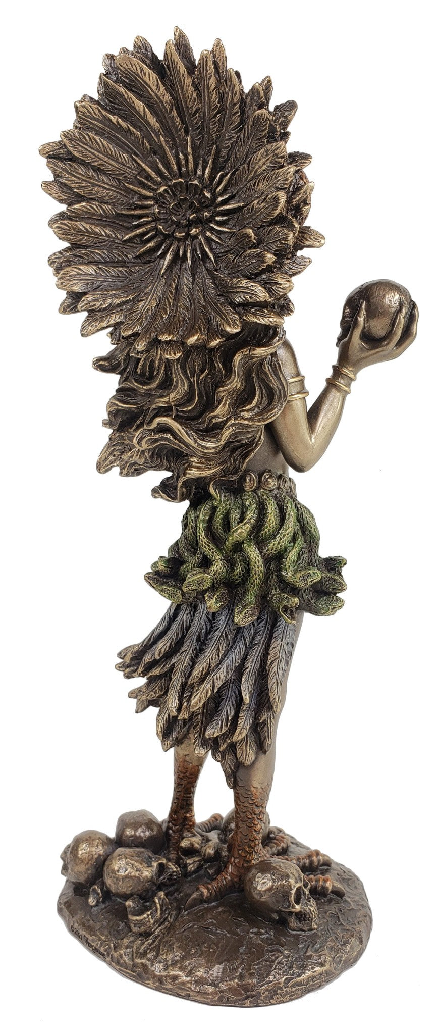 9 1/2" Coatlicue Aztec Earth Goddess with Serpent Skirt Statue Bronze Finish