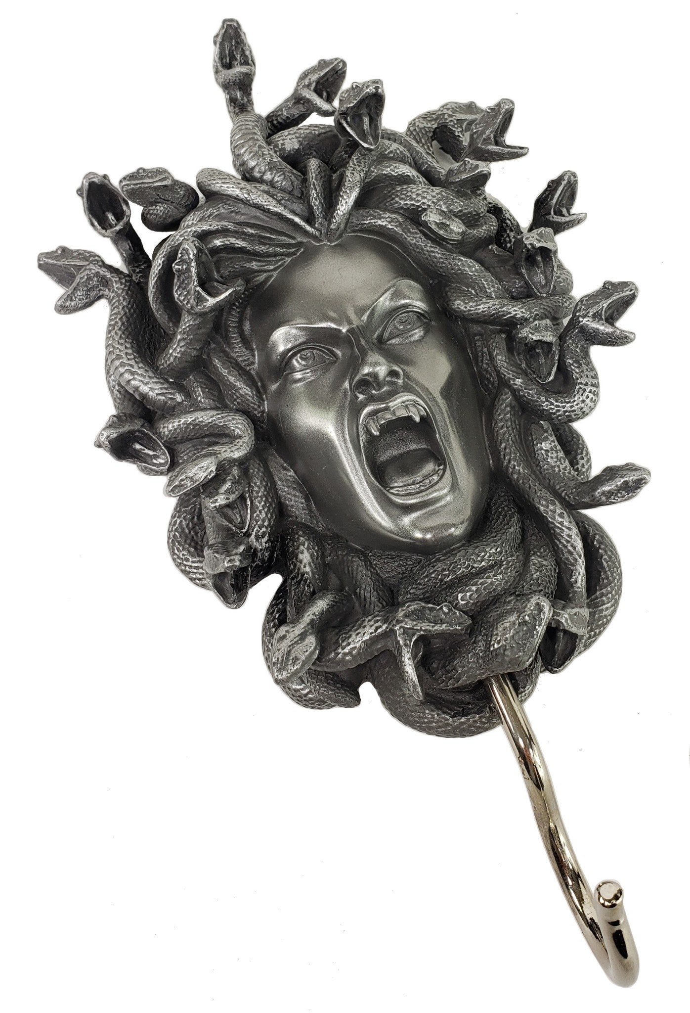 8" Medusa Head of Snakes Gothic Wall Plaque W/ Hook Hanger Pewter Finish Statue