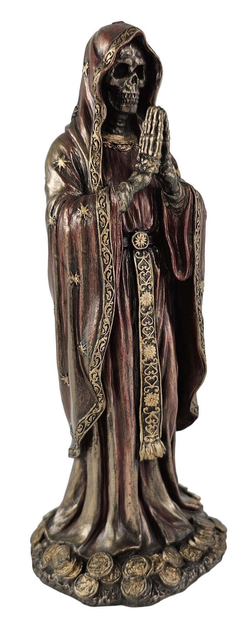 7 5" Santa Santísima Muerte Rosario Prayer Statue Bronze Color Statue