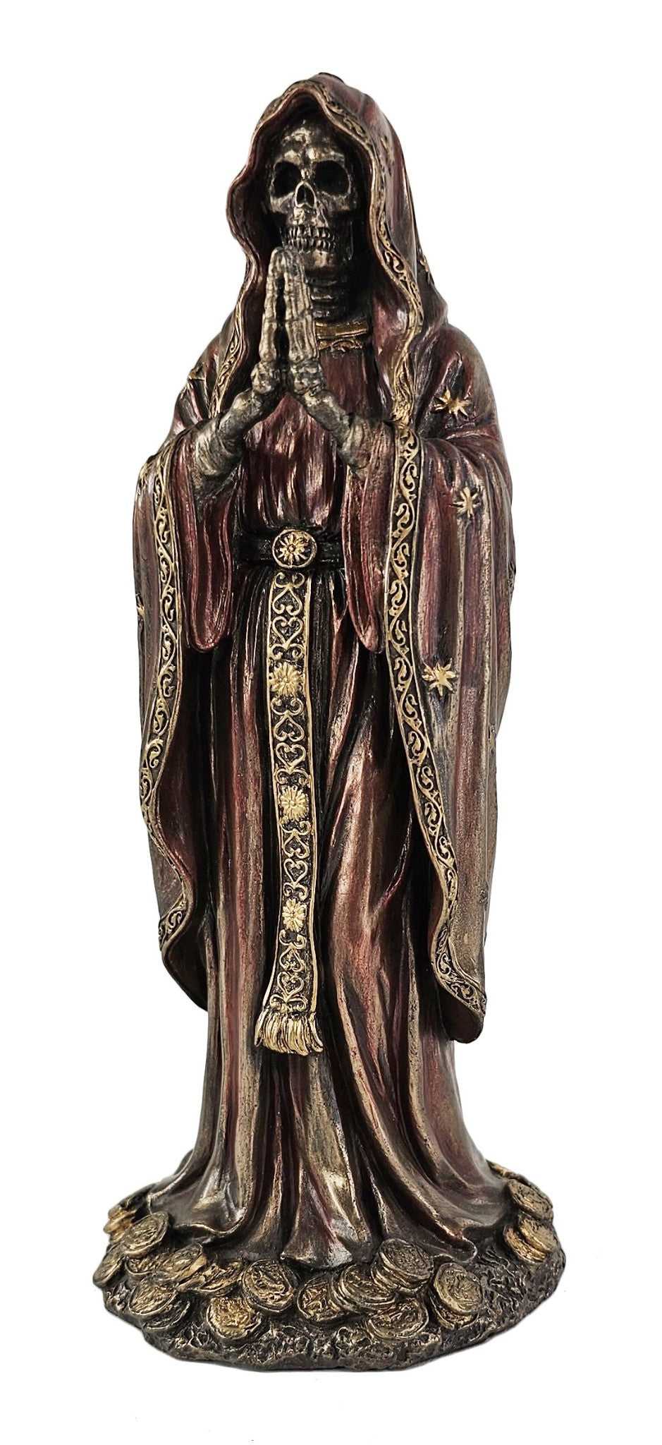 7 5" Santa Santísima Muerte Rosario Prayer Statue Bronze Color Statue