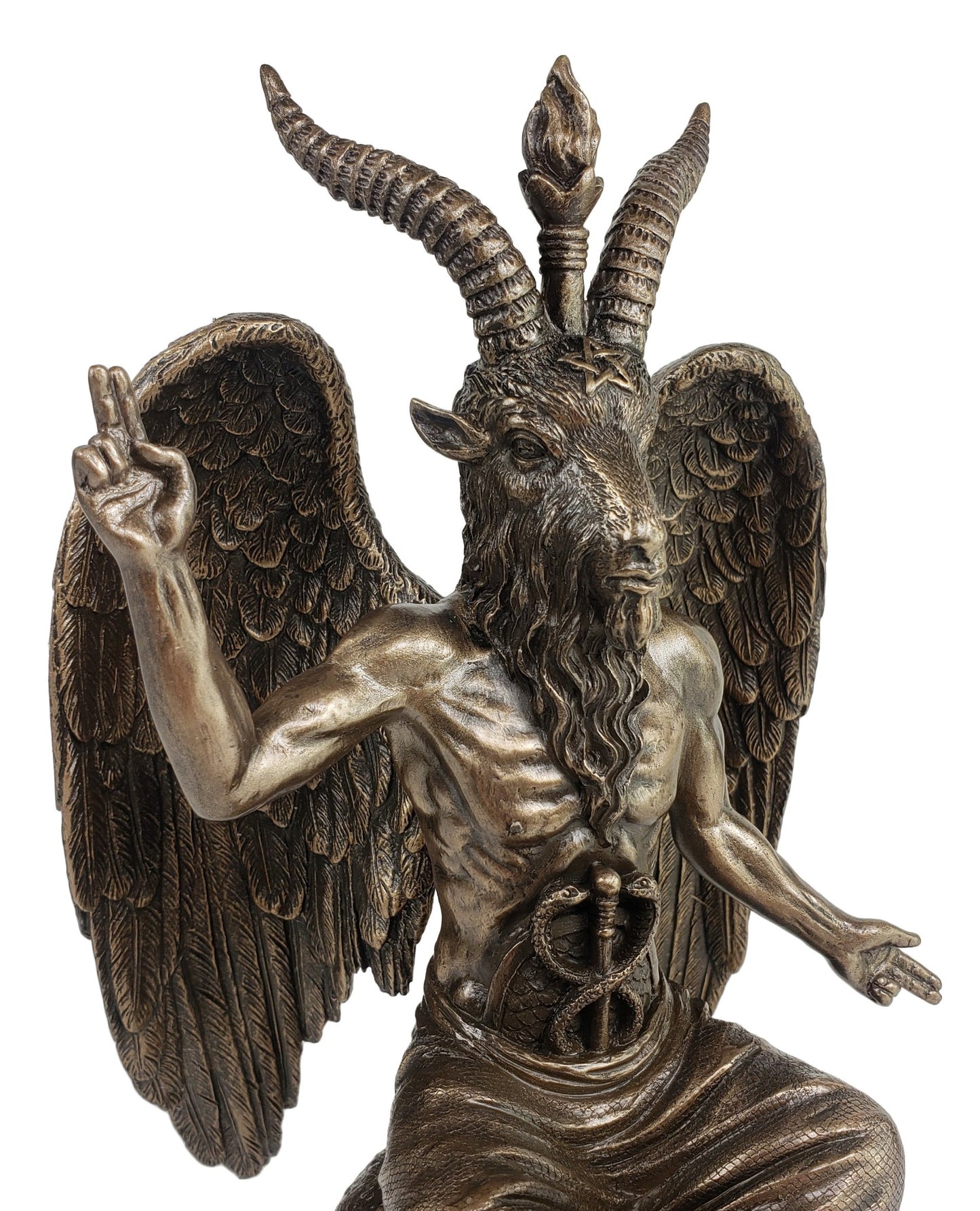 10" Baphomet on Pedestal Goat Statue Bronze Finish Statue