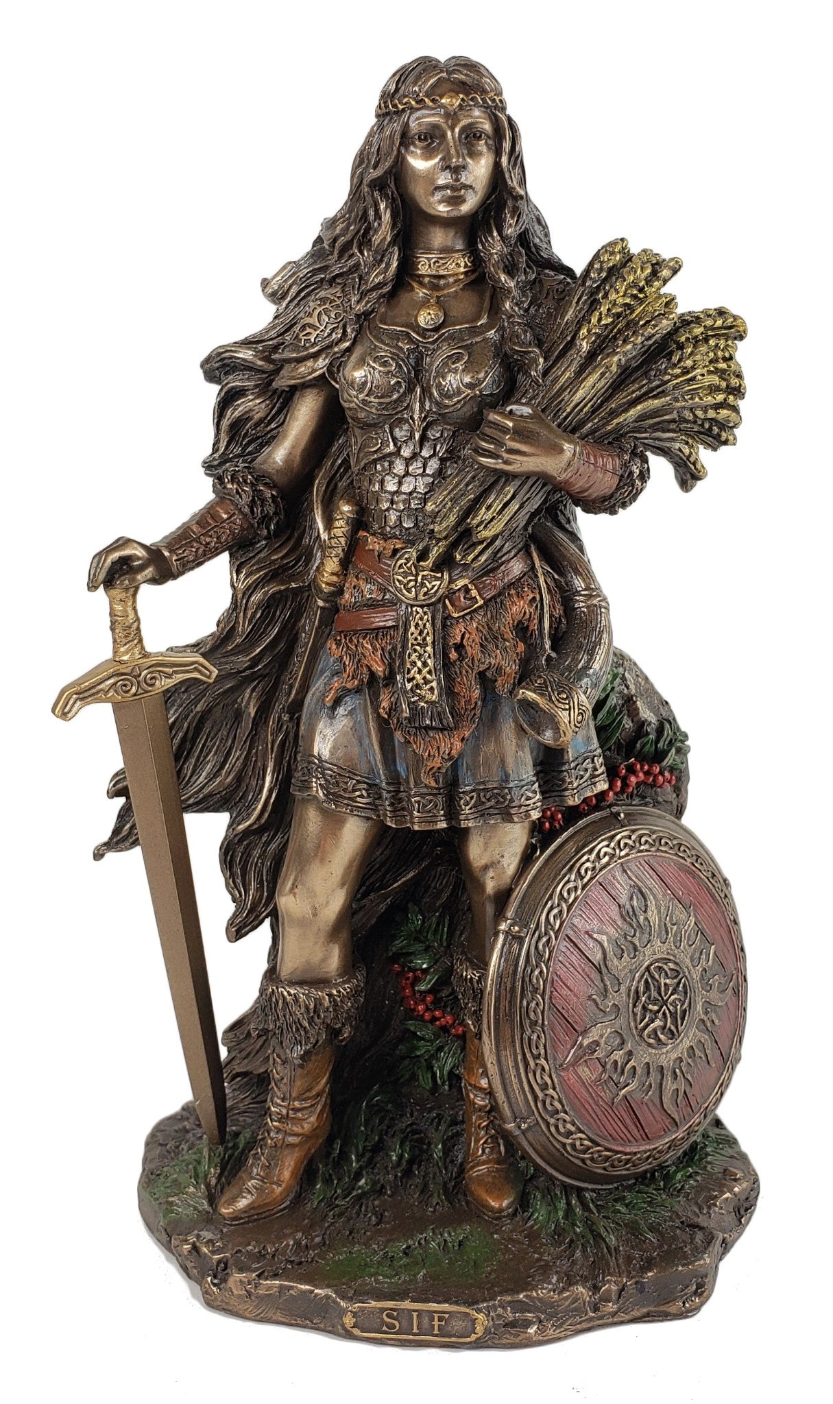 8 1/2 Inch Lady Sif Viking Celtic Earth Goddess Fertility Statue Bronze Finish