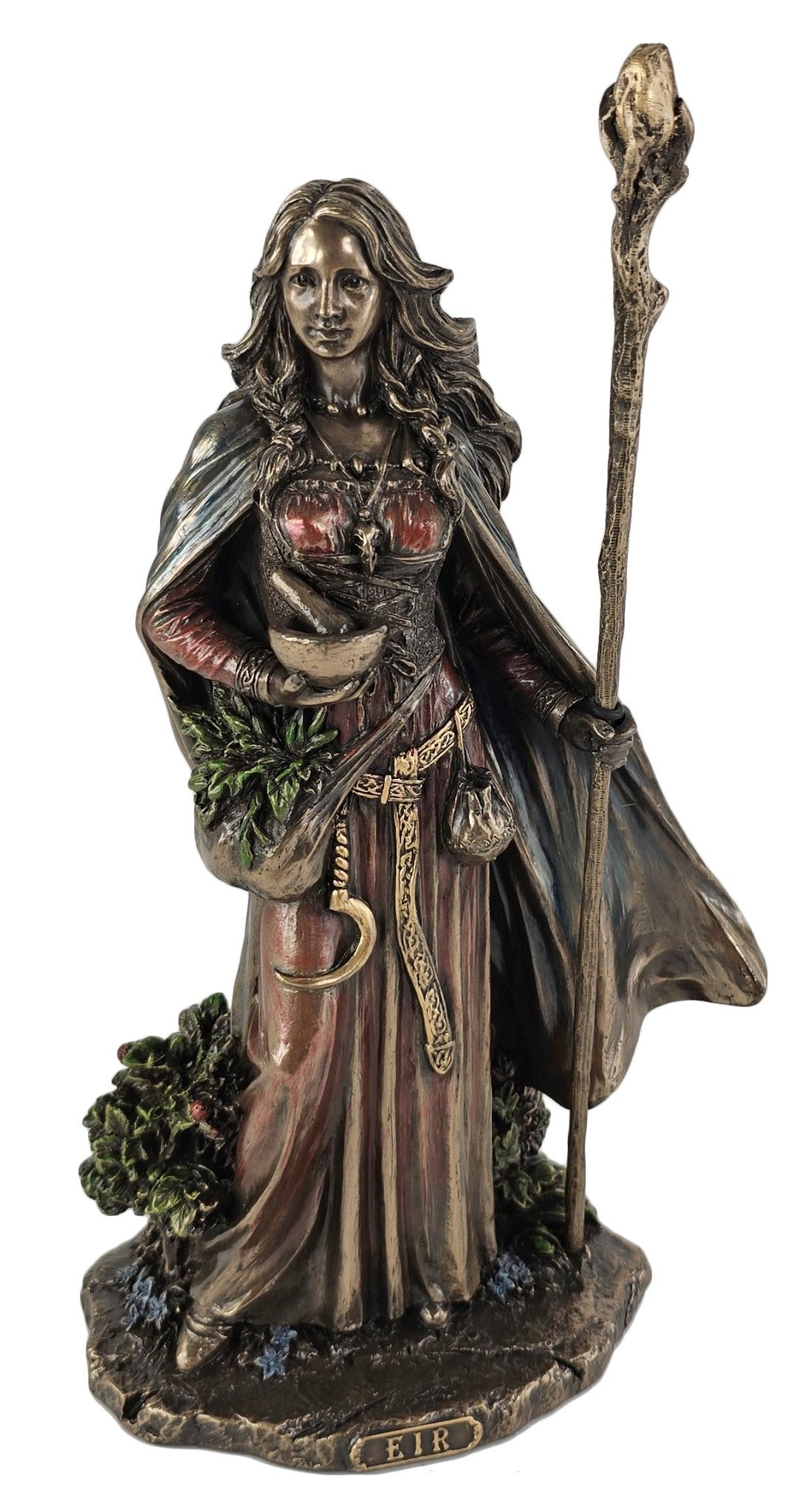 9.5" Valkyrie Eir Goddess of Protection Norse Mythology Statue Bronze Color