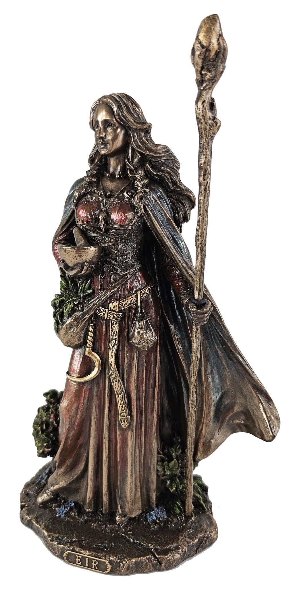 9.5" Valkyrie Eir Goddess of Protection Norse Mythology Statue Bronze Color