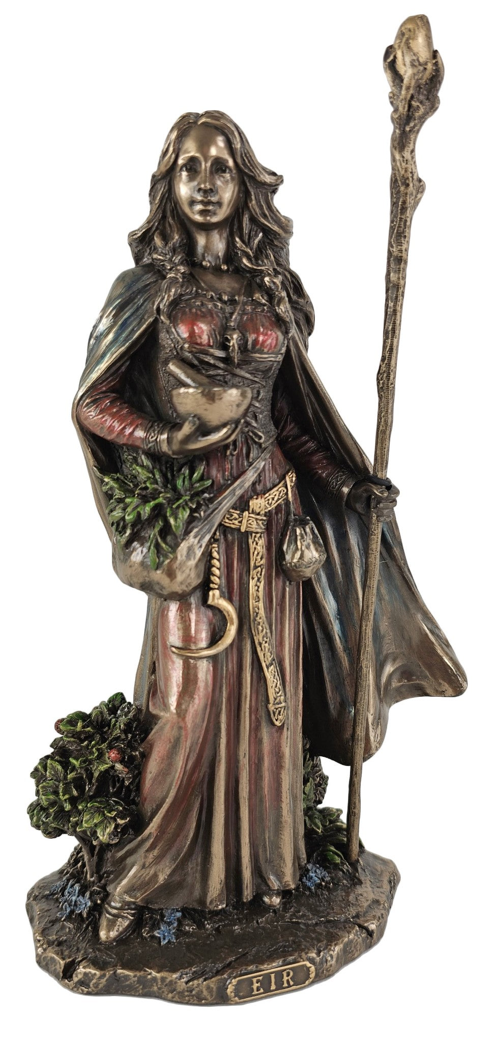 9.5" Valkyrie Eir Goddess of Protection Norse Mythology Statue Bronze Color
