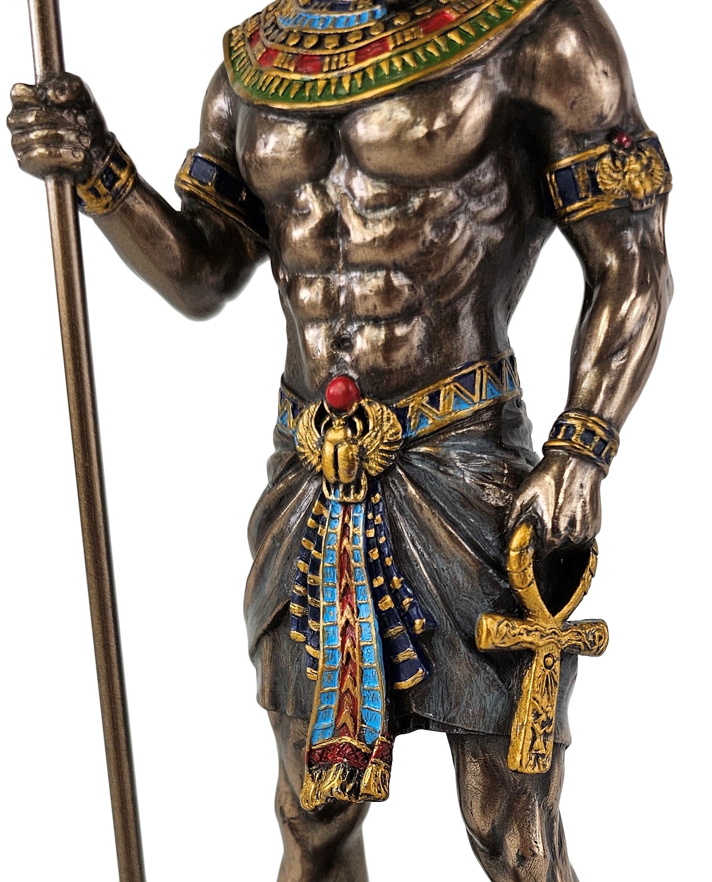 10 1/4" Egyptian Mythology King of Gods Amun Holding Scepter Statue Bronze Color
