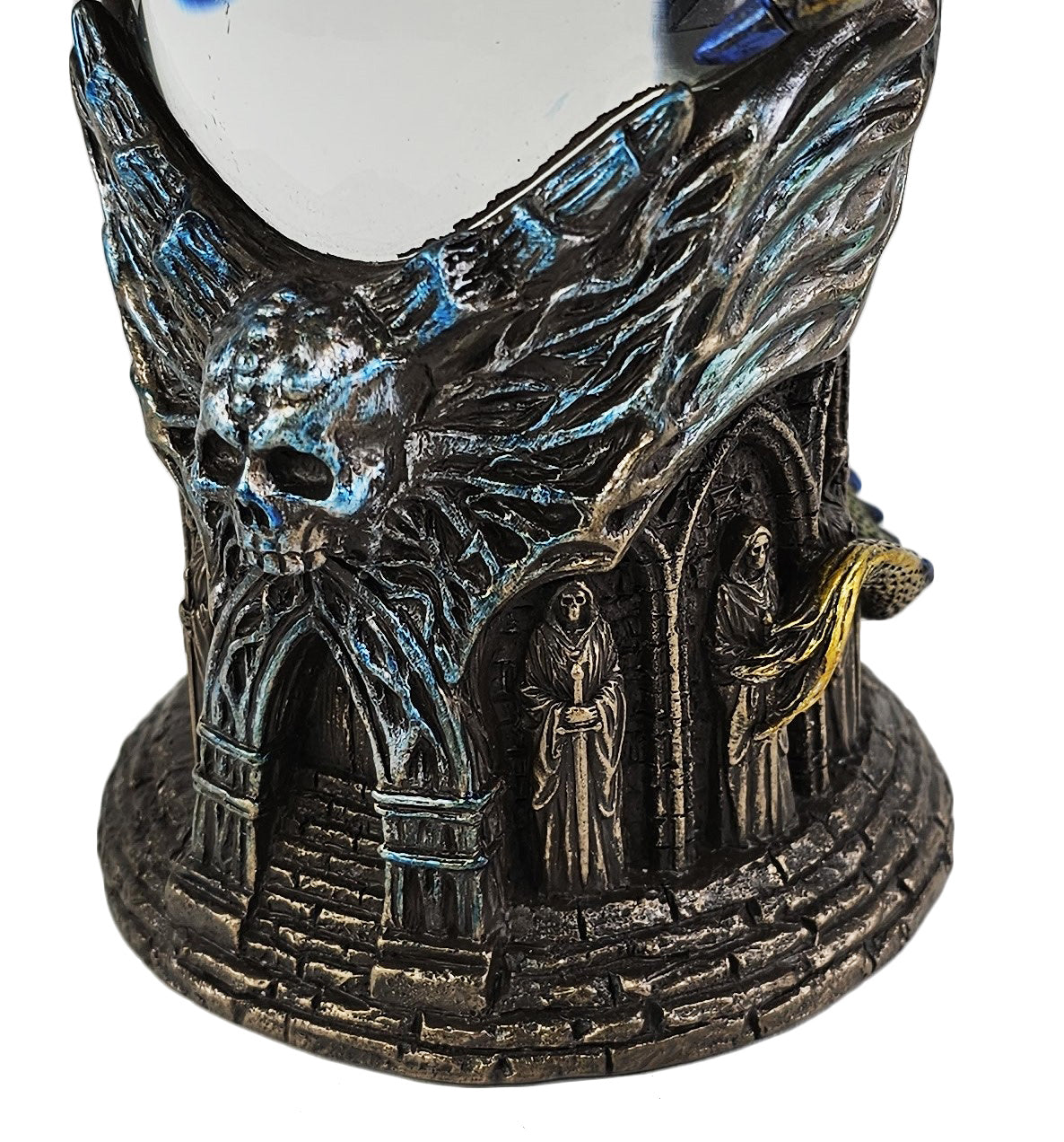 8inch Dragon Foresight Holding Crystal Ball Gothic Fantasy Statue Bronze Finish