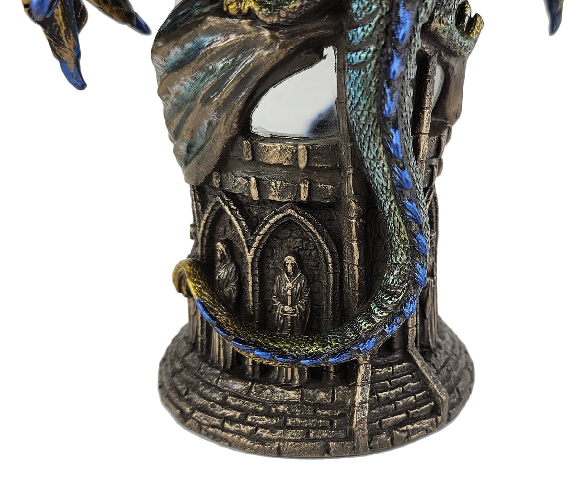 8inch Dragon Foresight Holding Crystal Ball Gothic Fantasy Statue Bronze Finish