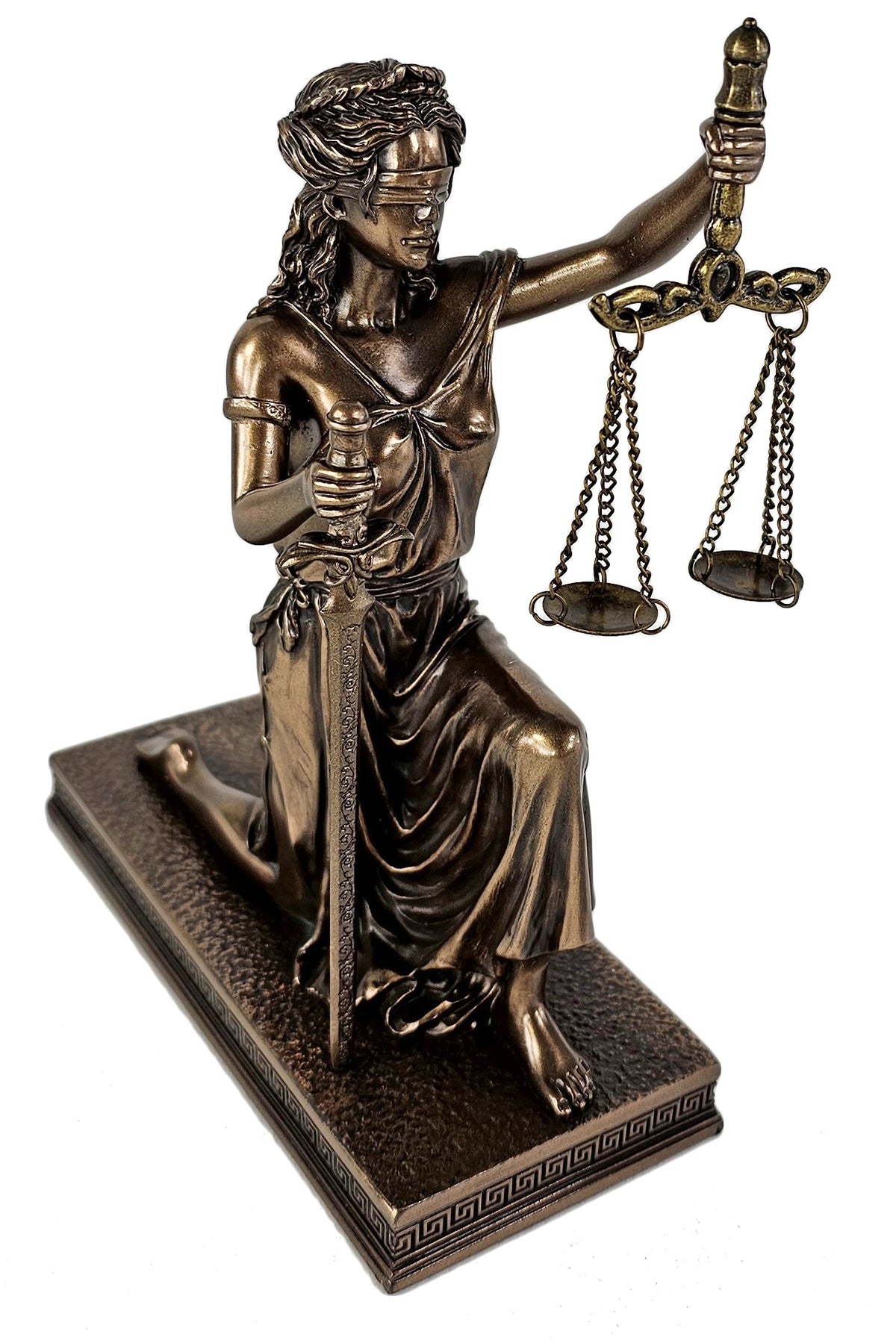 6 1/2" Blind Lady Justice Kneeling w/ Scales Lawyer Desk Statue Bronze Finish